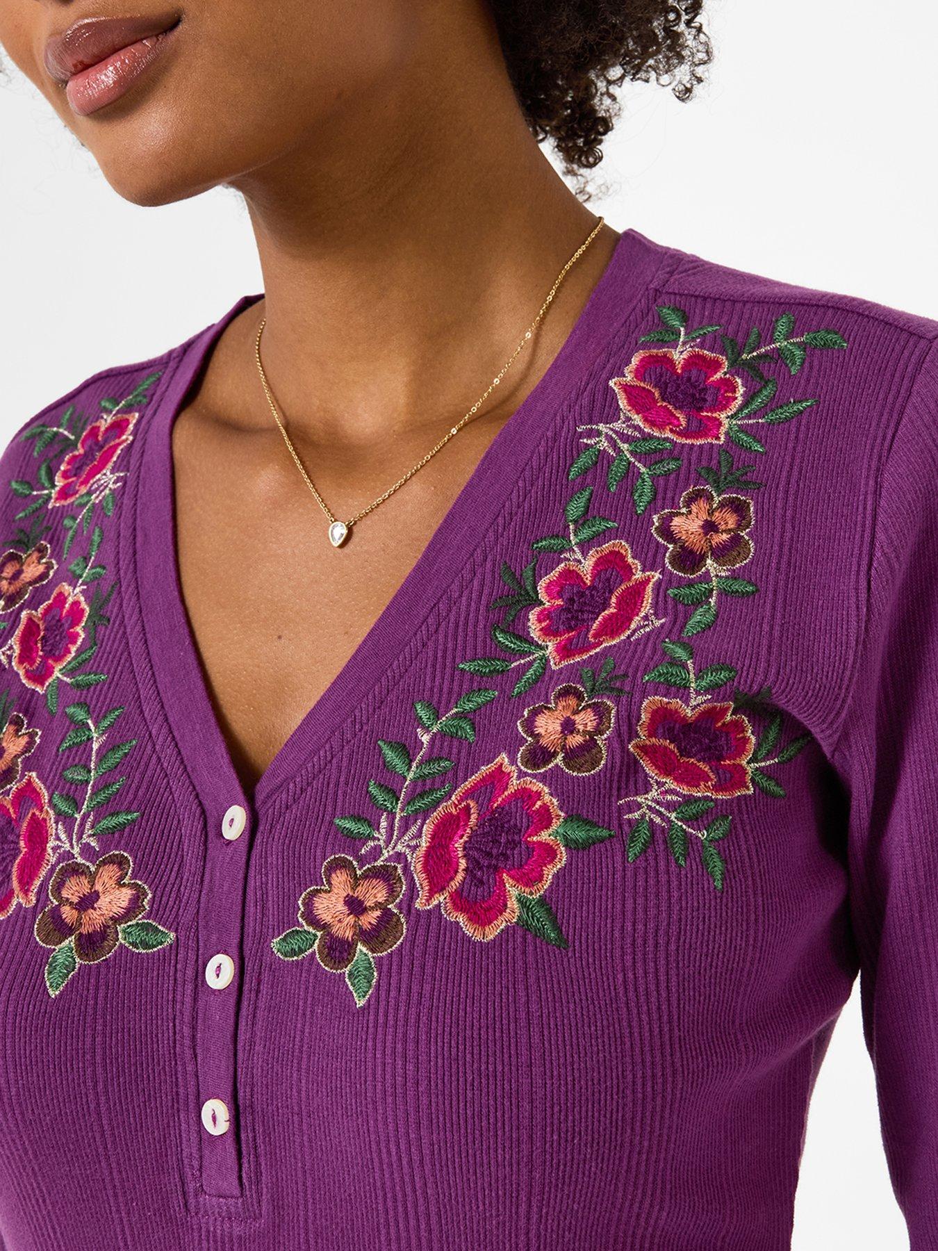 Image 4 of 5 of Joe Browns Floral Embroidered Jersey Henley Top