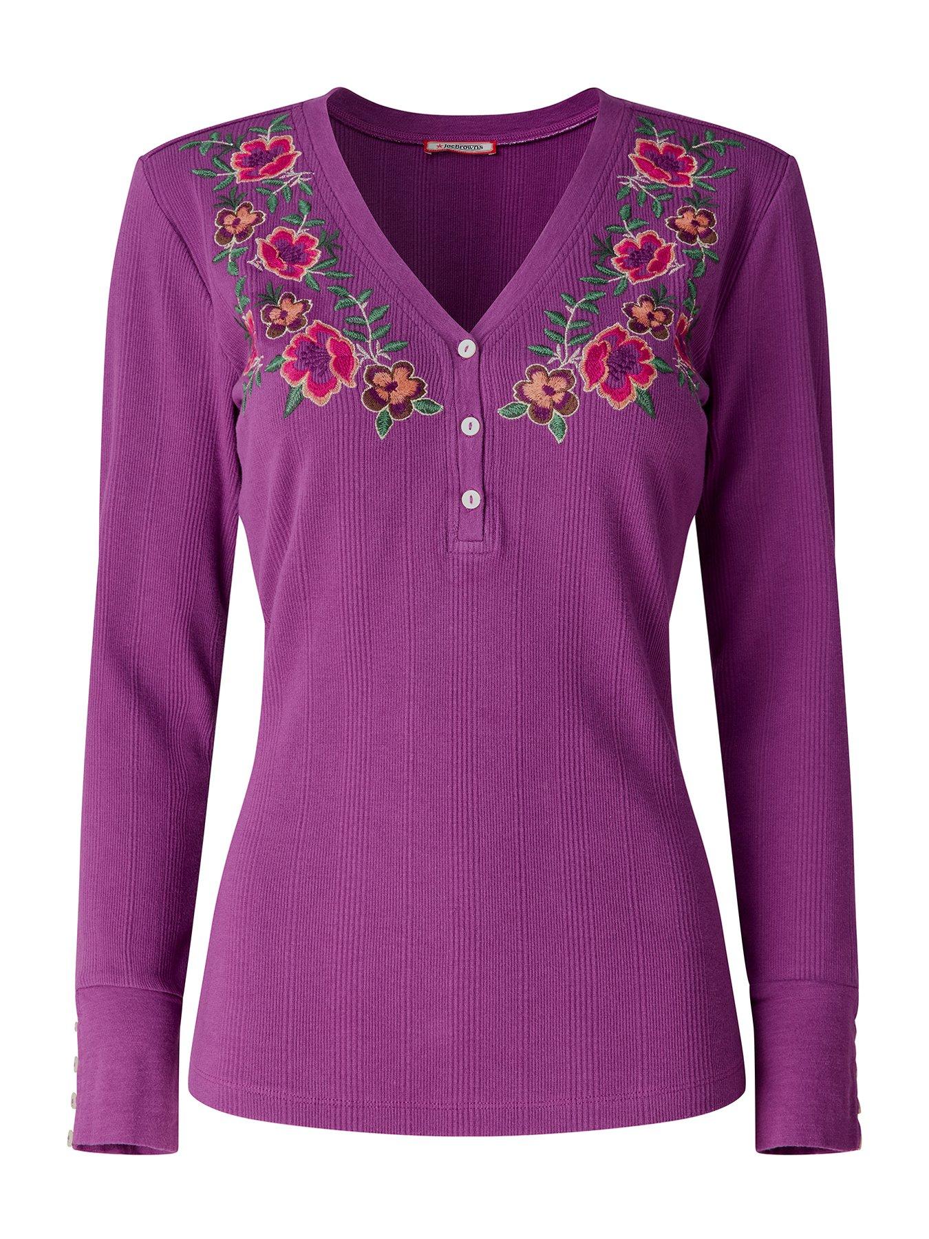 Image 5 of 5 of Joe Browns Floral Embroidered Jersey Henley Top