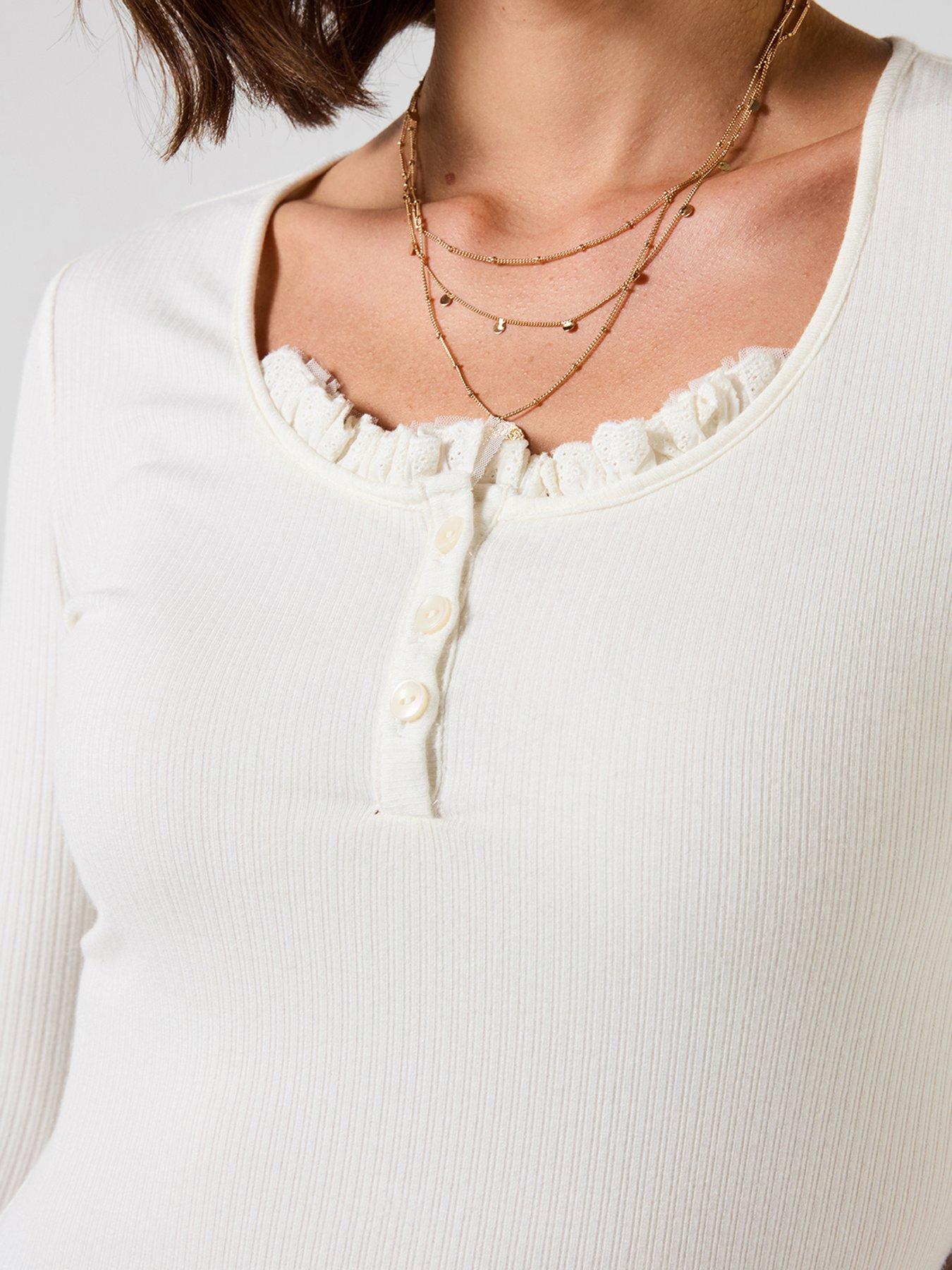 Image 3 of 6 of Joe Browns Esme Ribbed Jersey Henley With Frill Detail