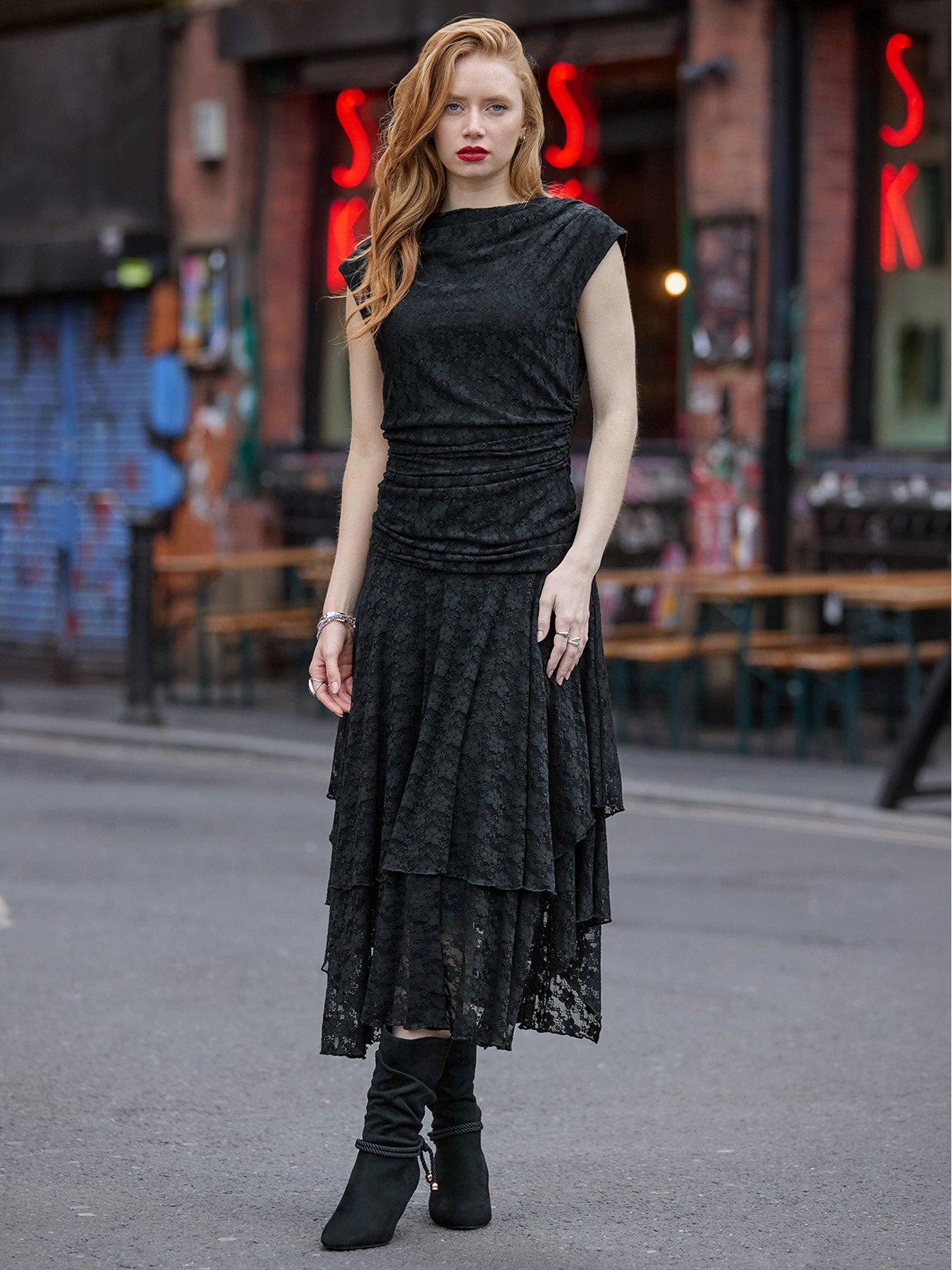 Joe Browns Elegant Lace Cowl Neck Dippy Hem Dress
