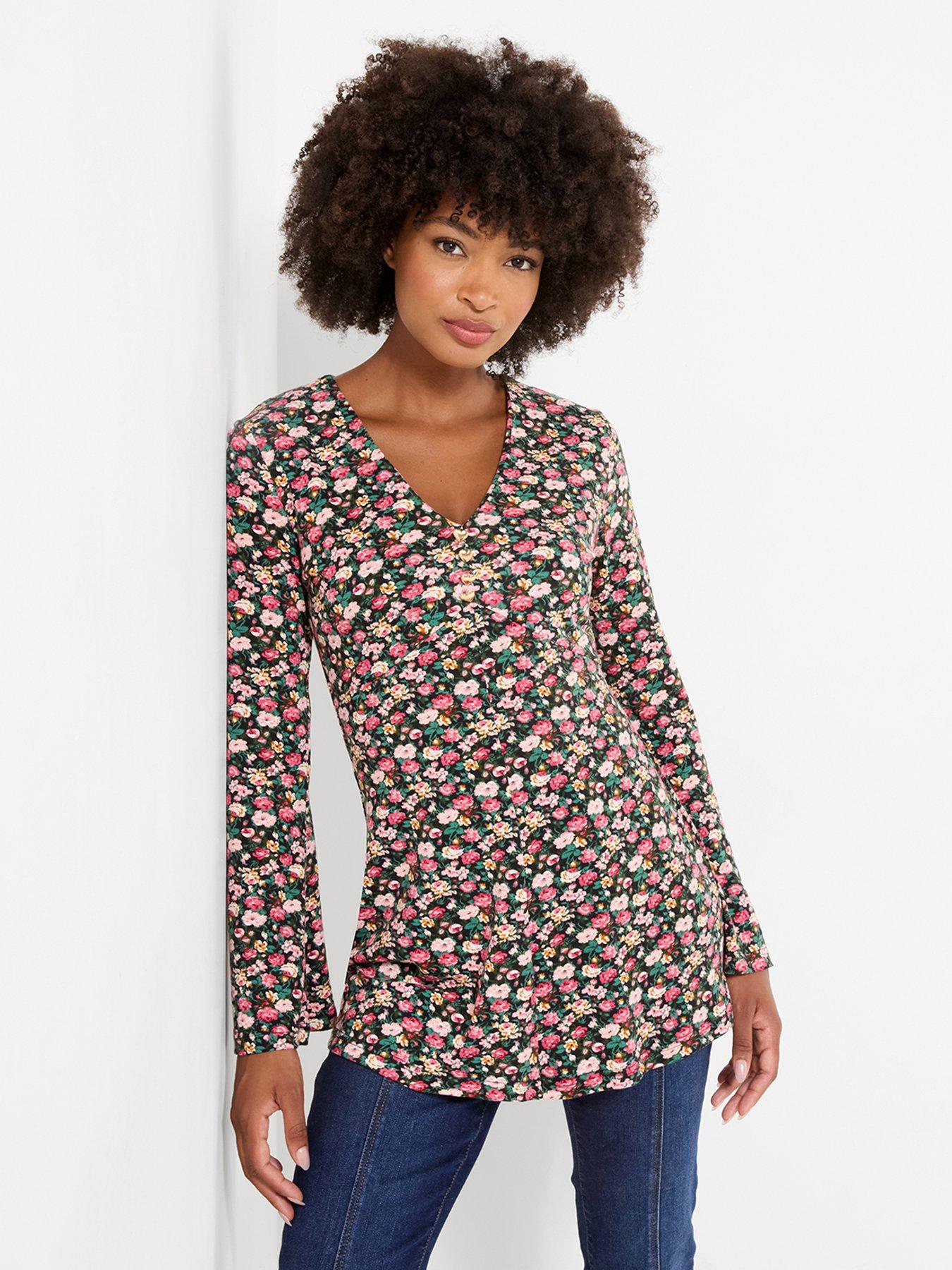 Joe Browns Anna Ditsy Floral V Neck Tunic Top