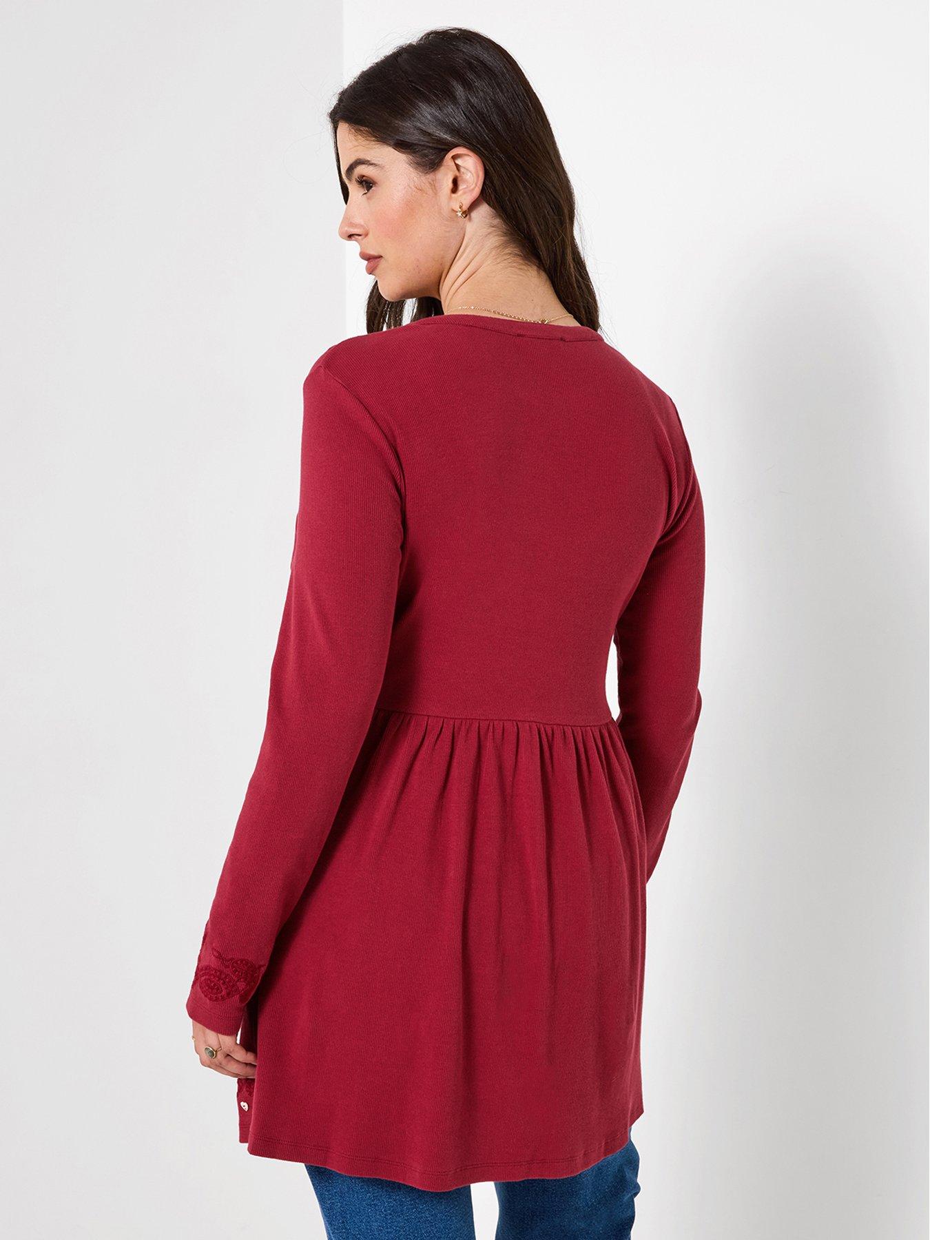 Image 2 of 7 of Joe Browns Ribbed Button Through Tunic Top With Embroidery Detail