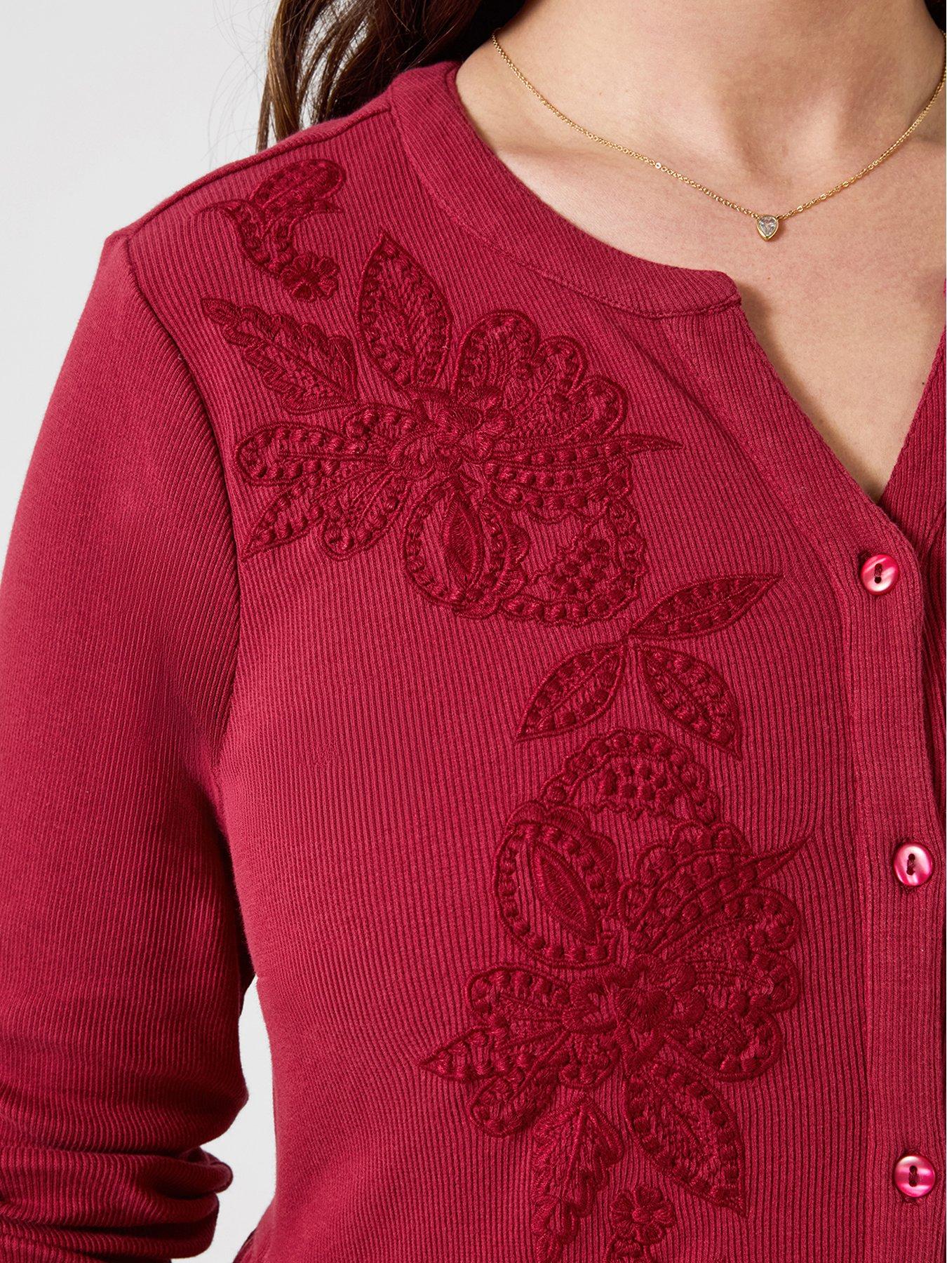 Image 4 of 7 of Joe Browns Ribbed Button Through Tunic Top With Embroidery Detail