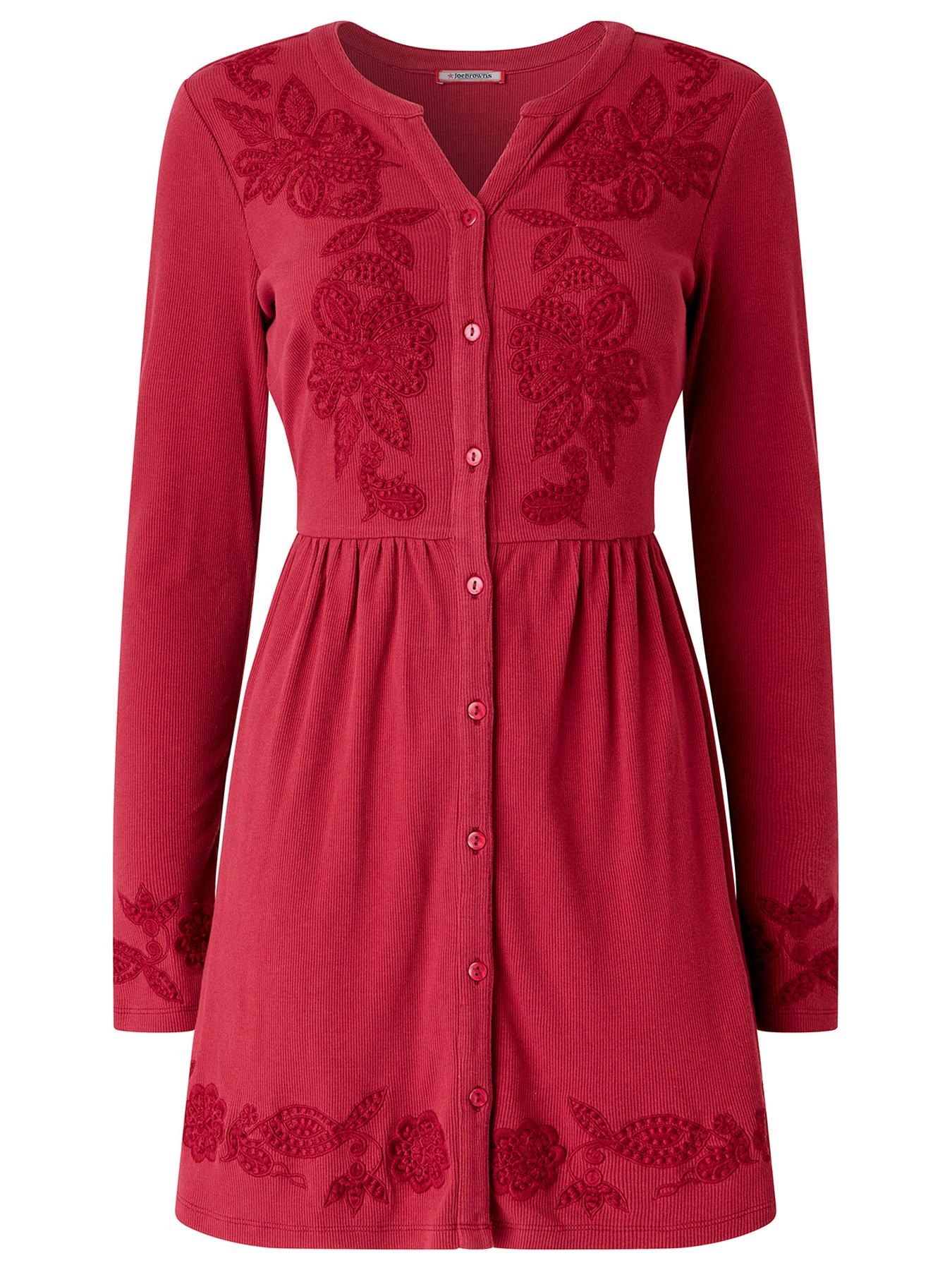 Image 7 of 7 of Joe Browns Ribbed Button Through Tunic Top With Embroidery Detail