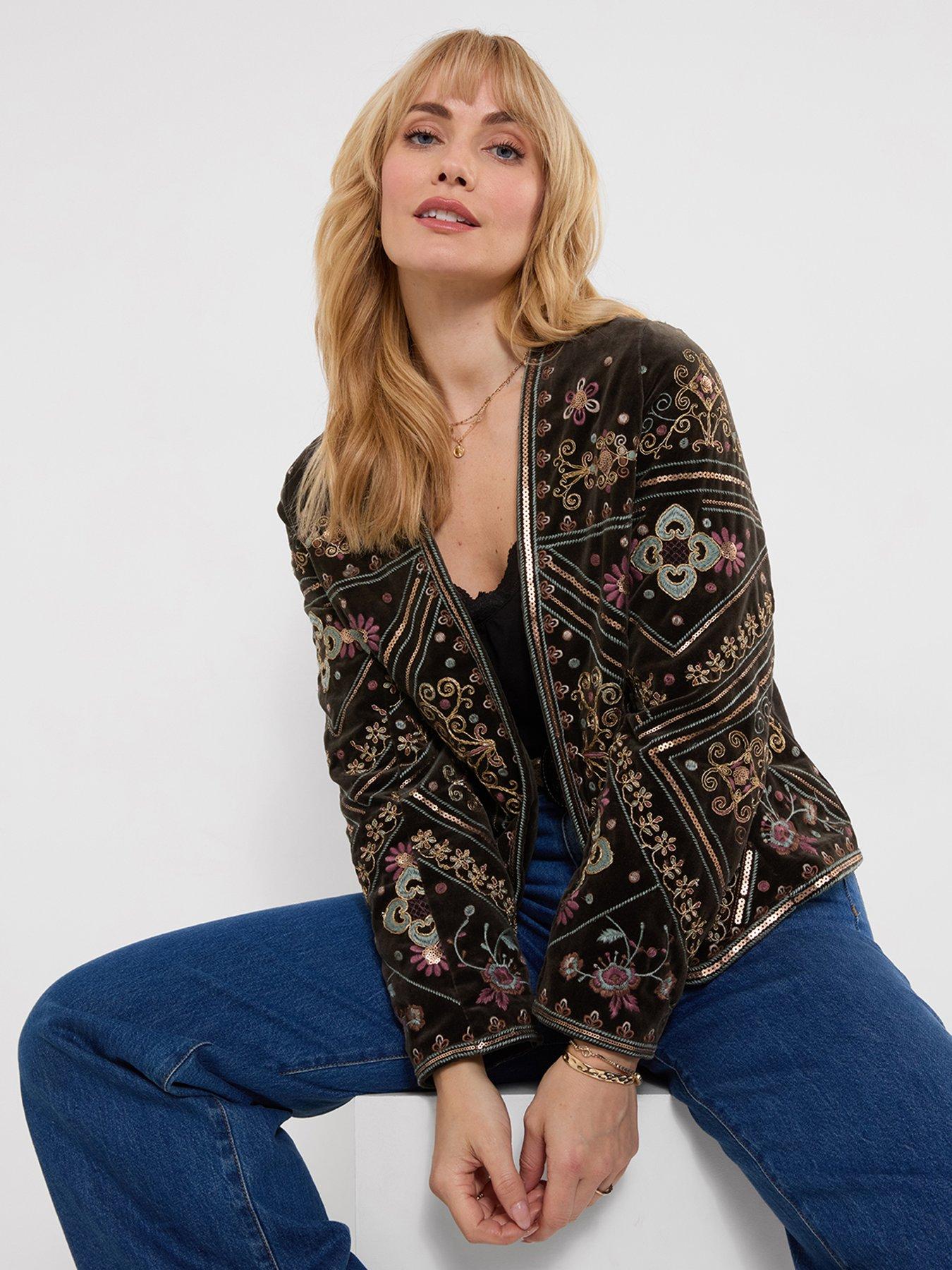 Image 1 of 7 of Joe Browns Bella Boutique Embroidered Edge To Edge Jacket