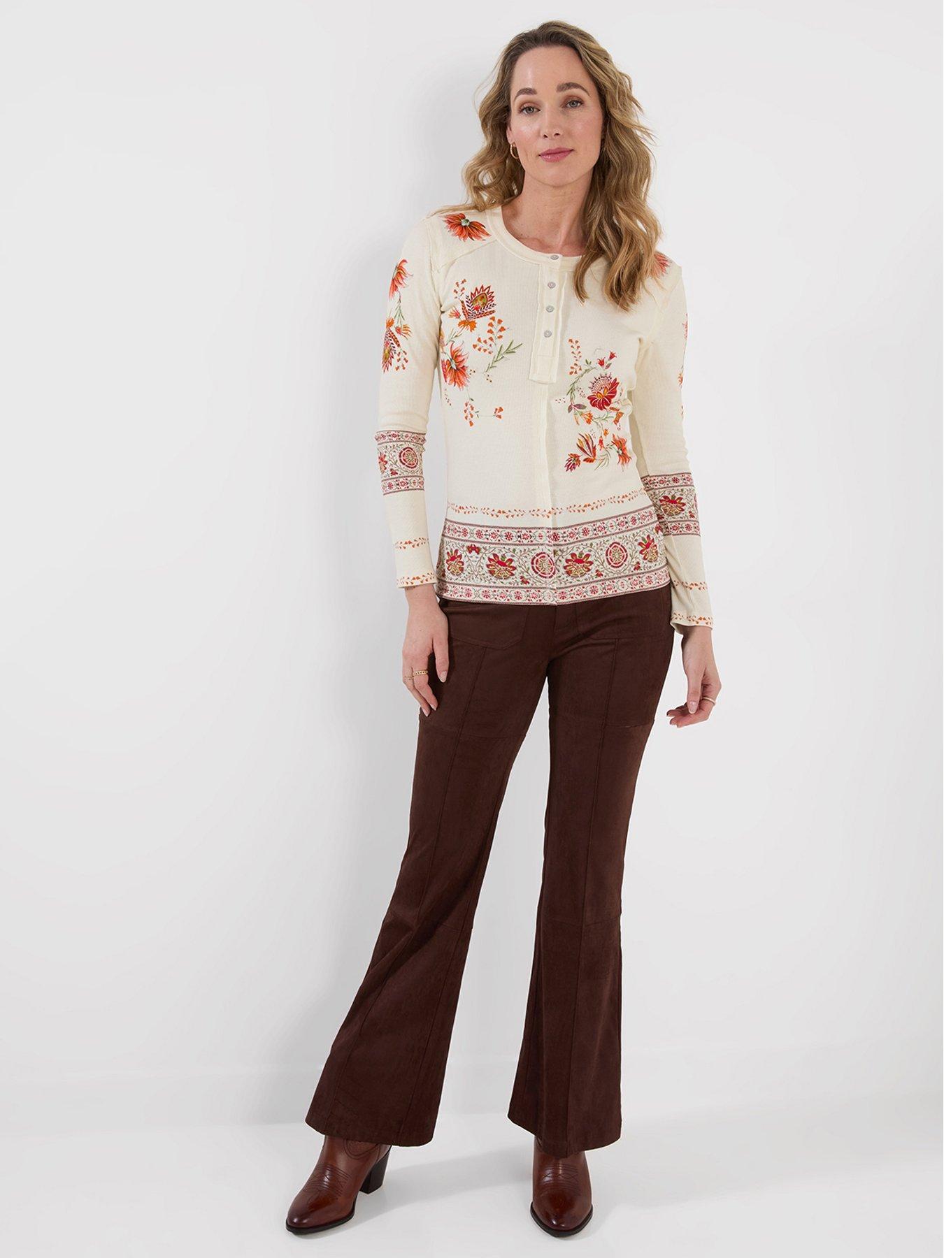 Image 3 of 6 of Joe Browns Alice Printed Ribbed Henley Top
