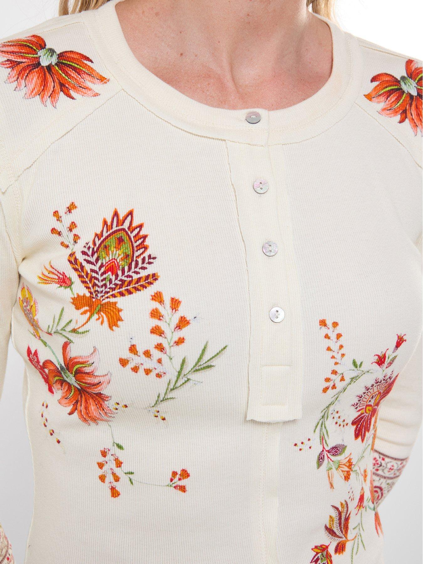Image 4 of 6 of Joe Browns Alice Printed Ribbed Henley Top