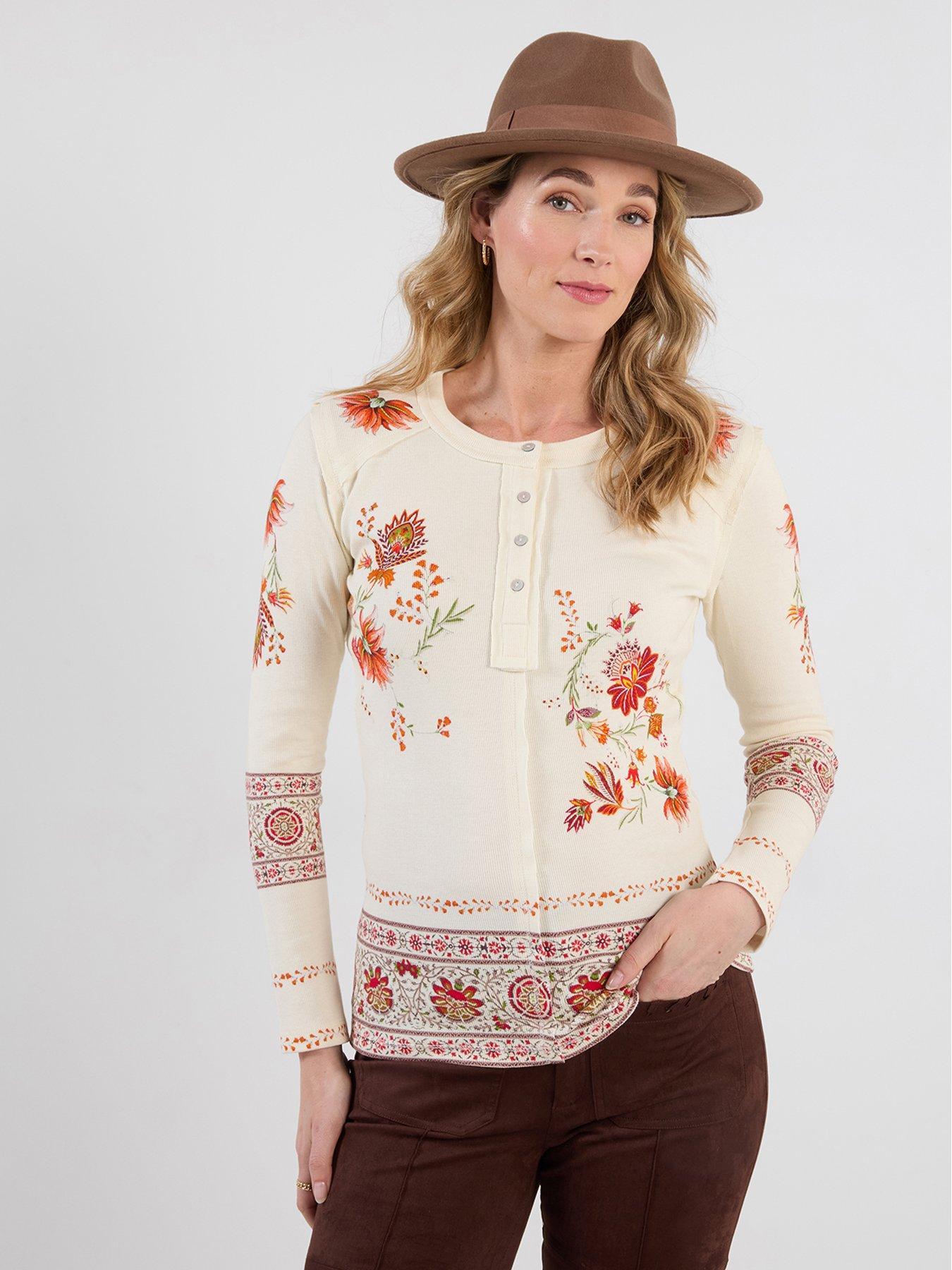 Image 5 of 6 of Joe Browns Alice Printed Ribbed Henley Top
