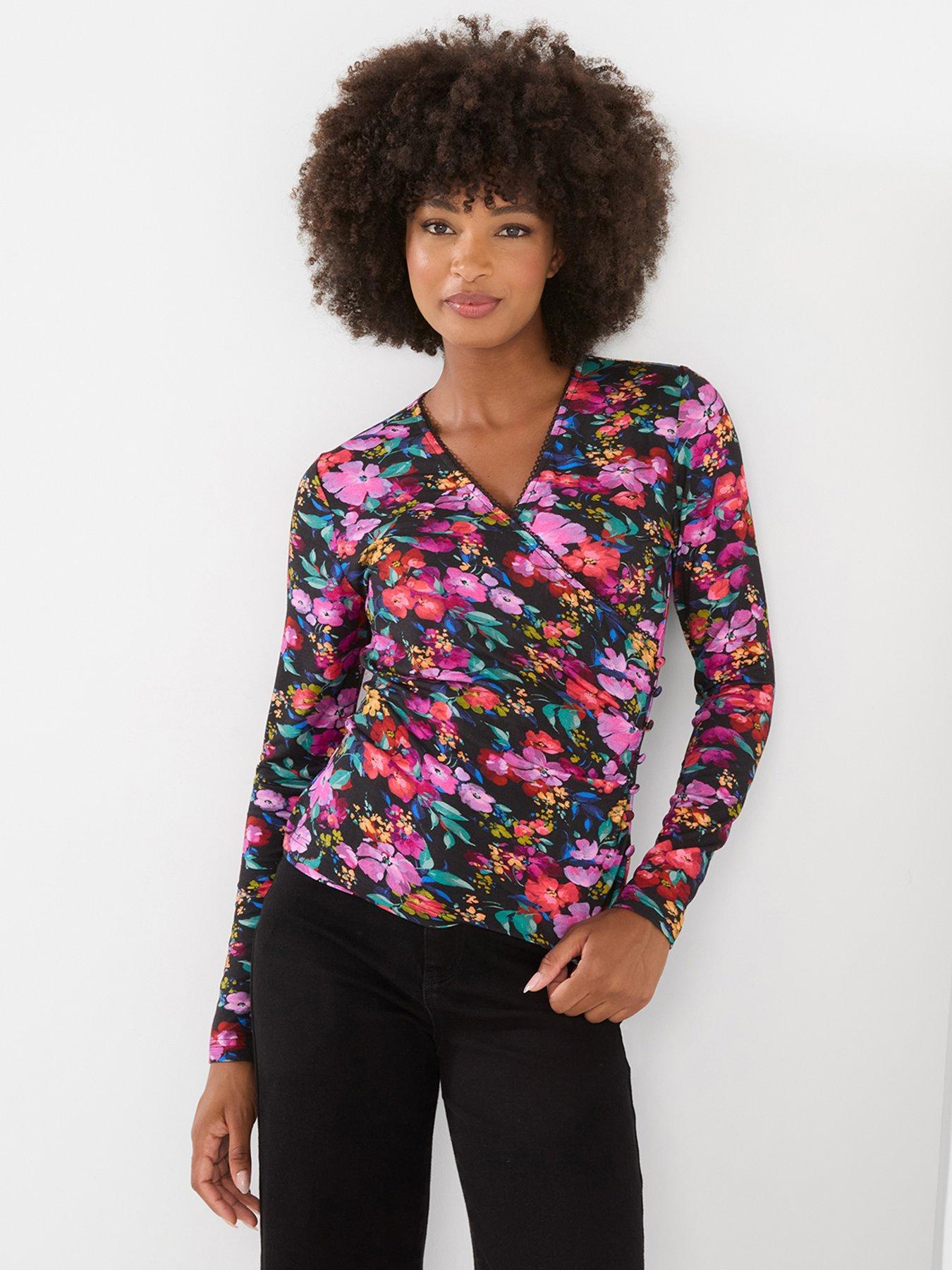 Joe Browns Floral Printed Jersey Wrap Front Top