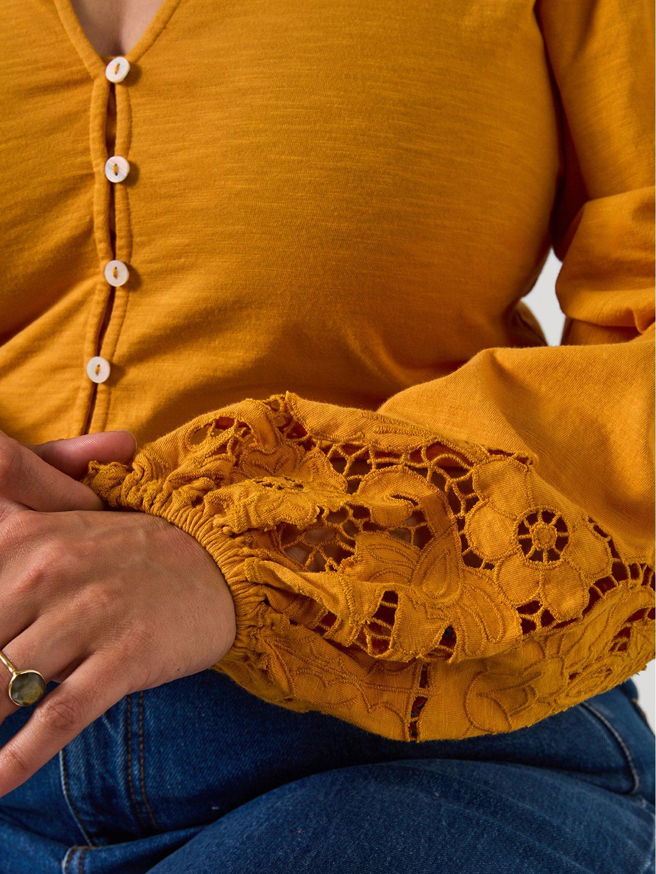 Image 4 of 7 of Joe Browns Jersey Button Through Blouse With Embroidered Sleeve