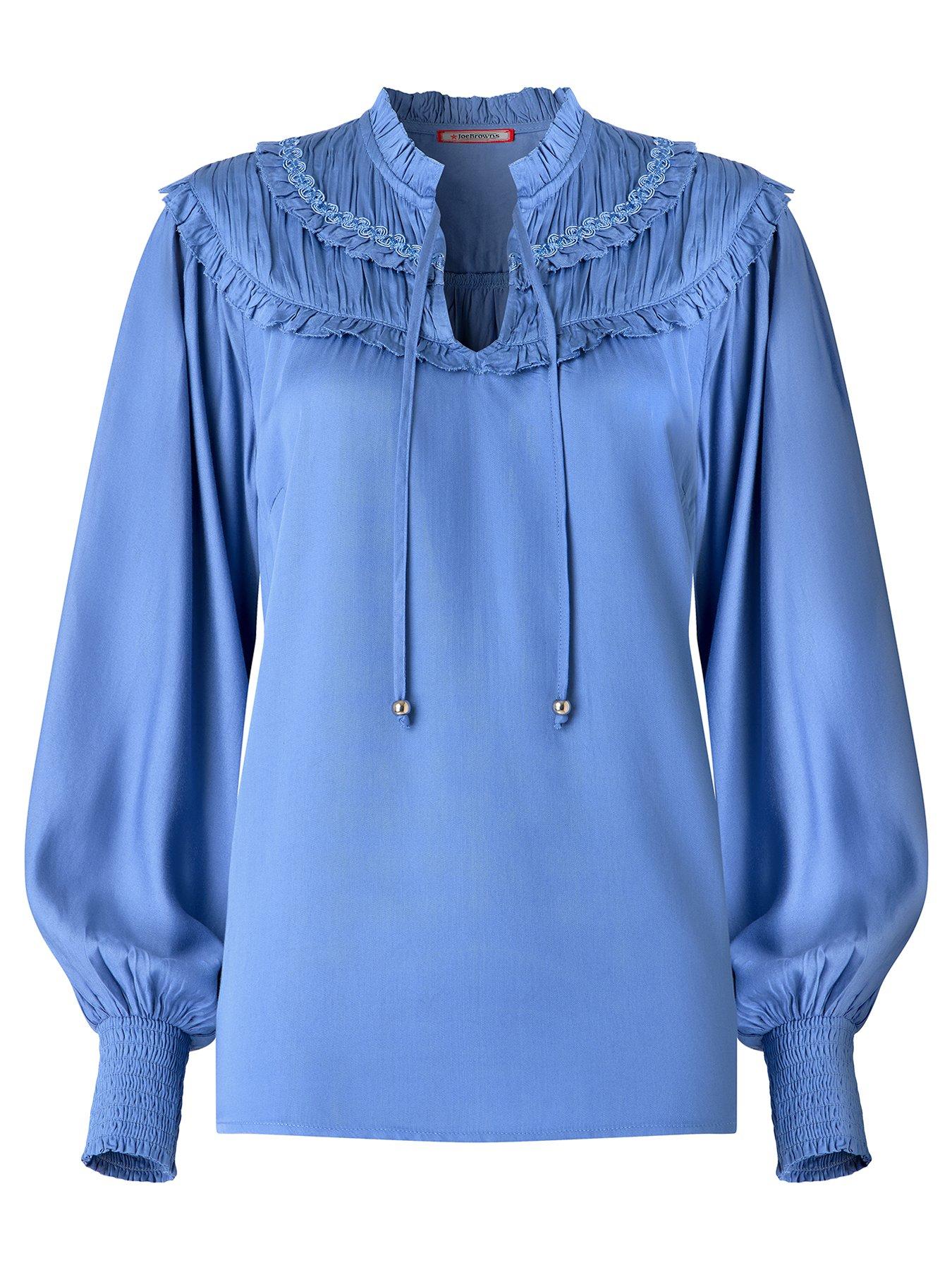 Image 7 of 7 of Joe Browns Romantic Ruffle Tie Neck Blouse With Balloon Sleeve