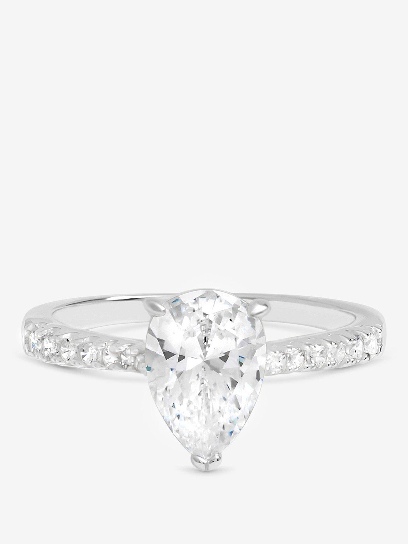 Simply Silver Simply Silver 925 Sterling Silver Pear Cut Engagement Ring - Gift Pouch