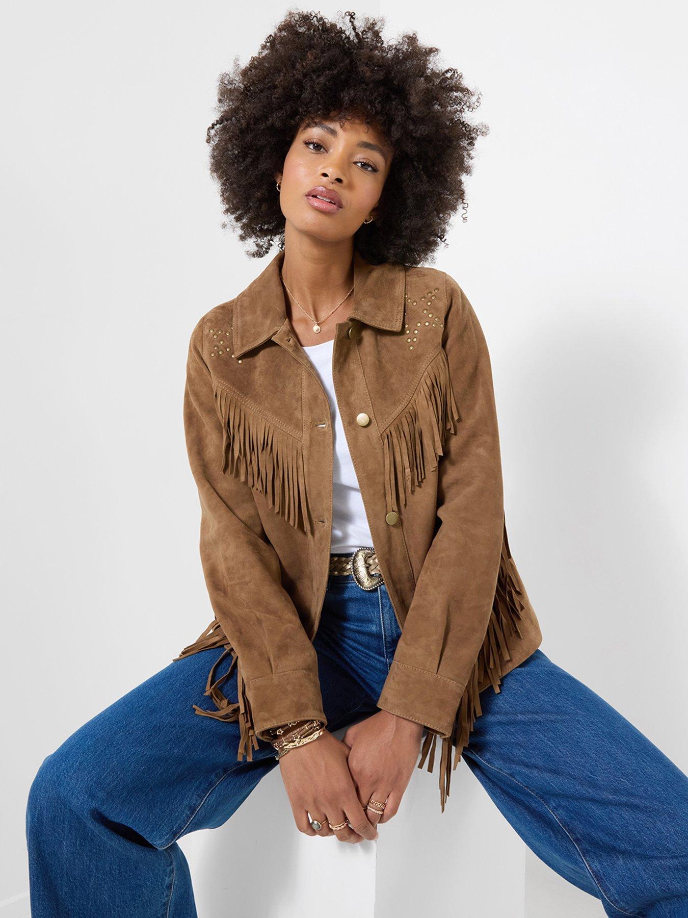 Joe Browns Celeste Star Studded Fringed Suede Jacket