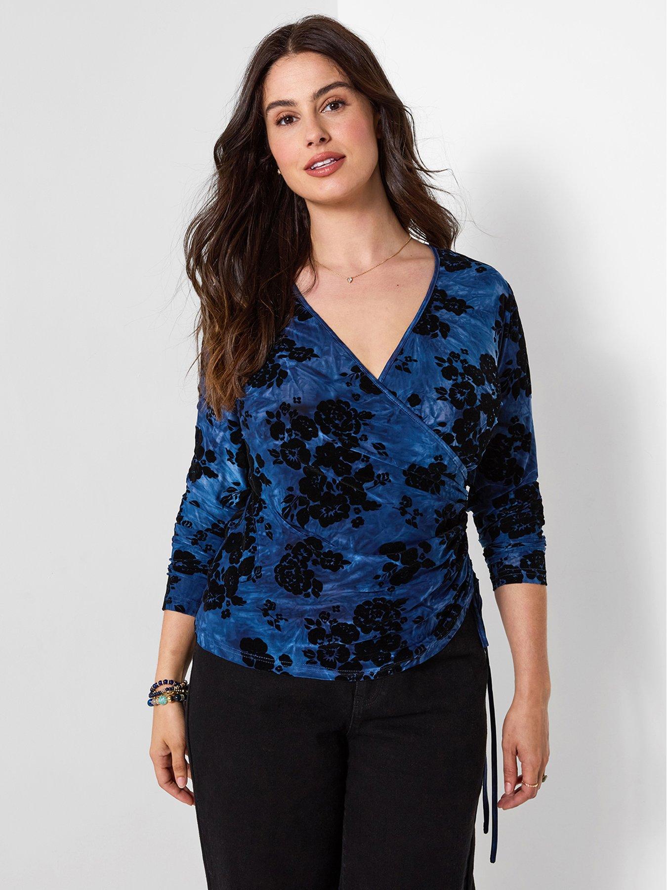 Joe Browns Washed Effect Flocked Jersey Wrap Top