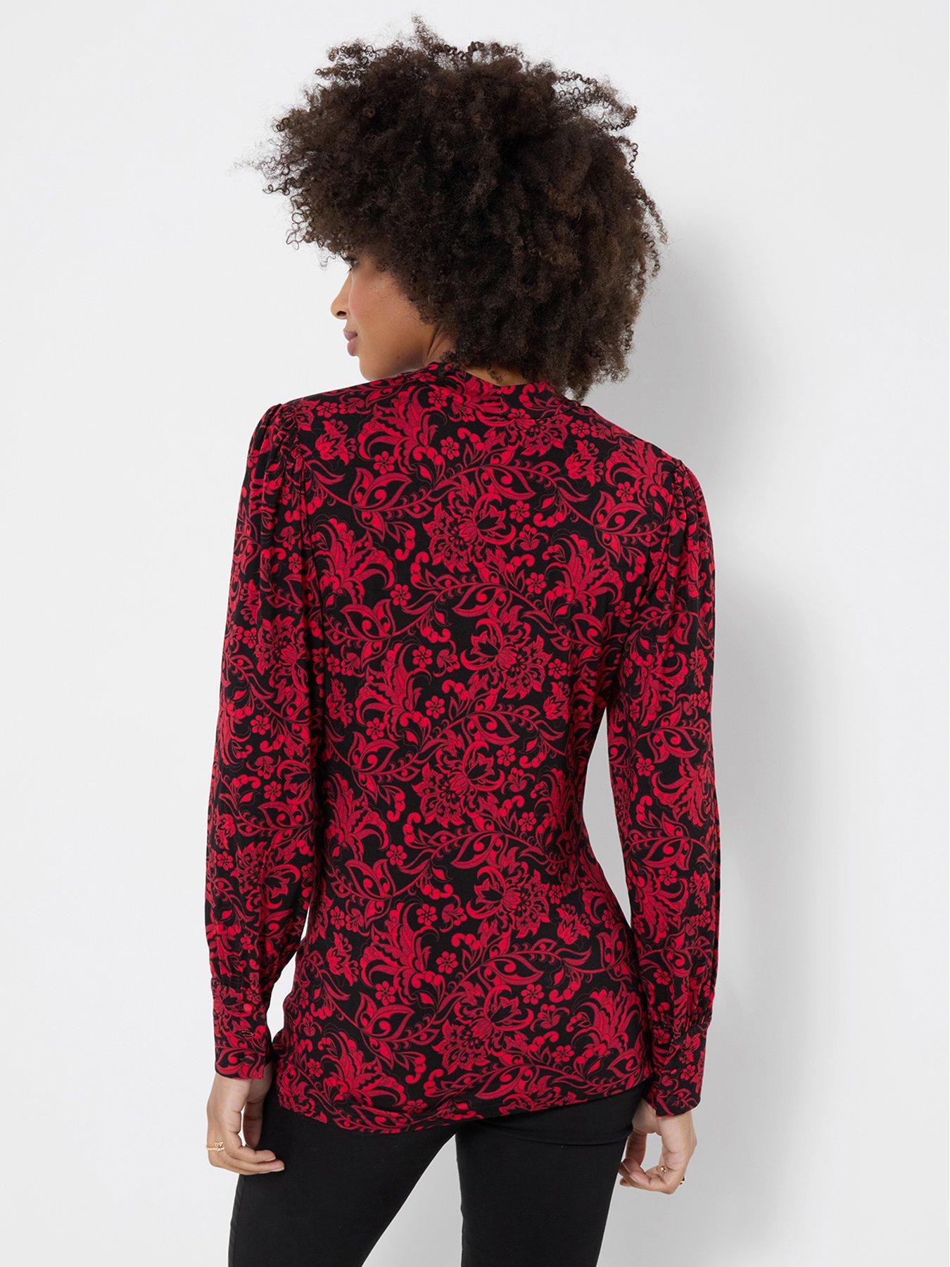 Image 2 of 5 of Joe Browns Violet High Neck Jersey Printed Top With Cut Out Detail