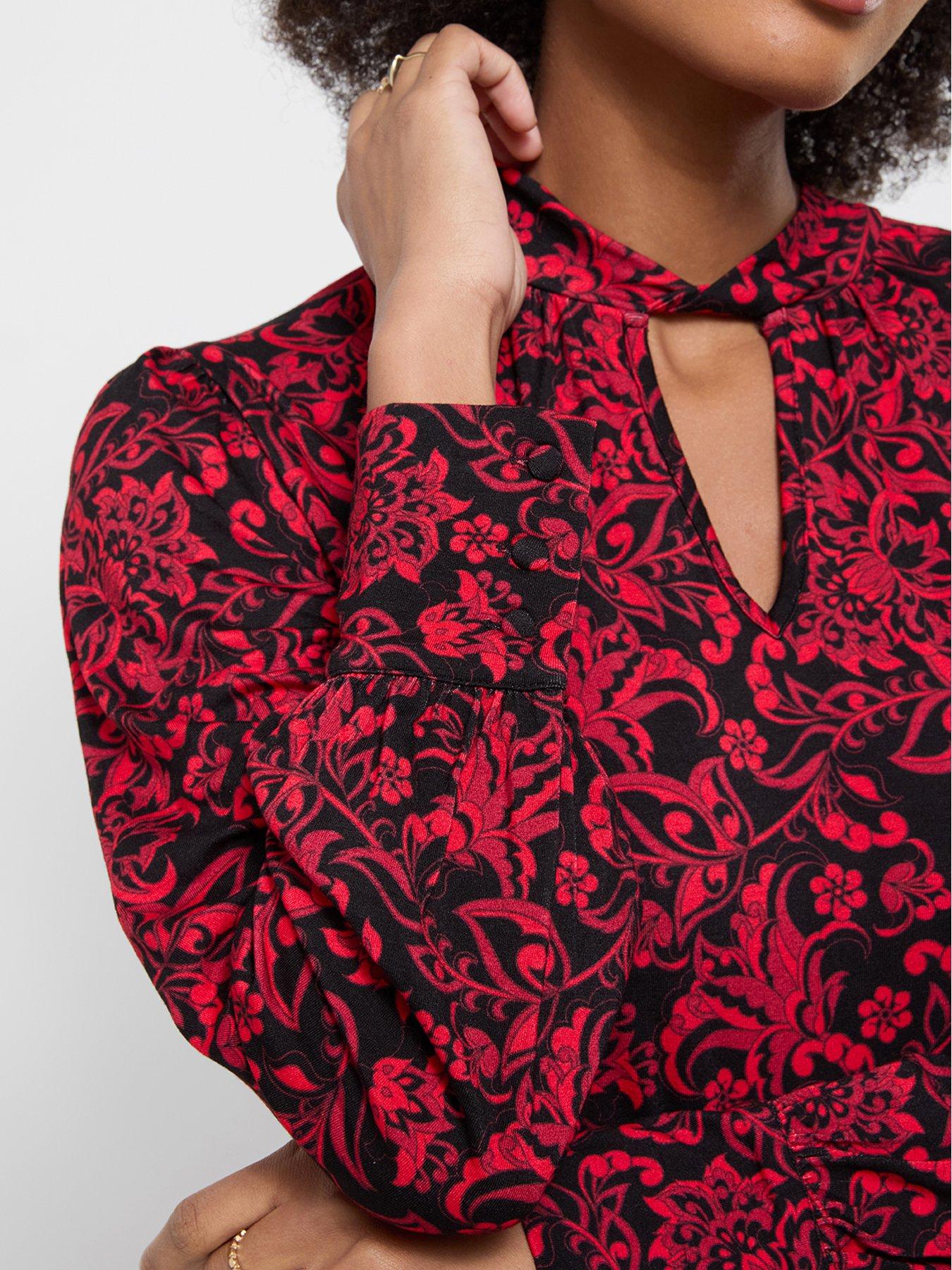 Image 3 of 5 of Joe Browns Violet High Neck Jersey Printed Top With Cut Out Detail