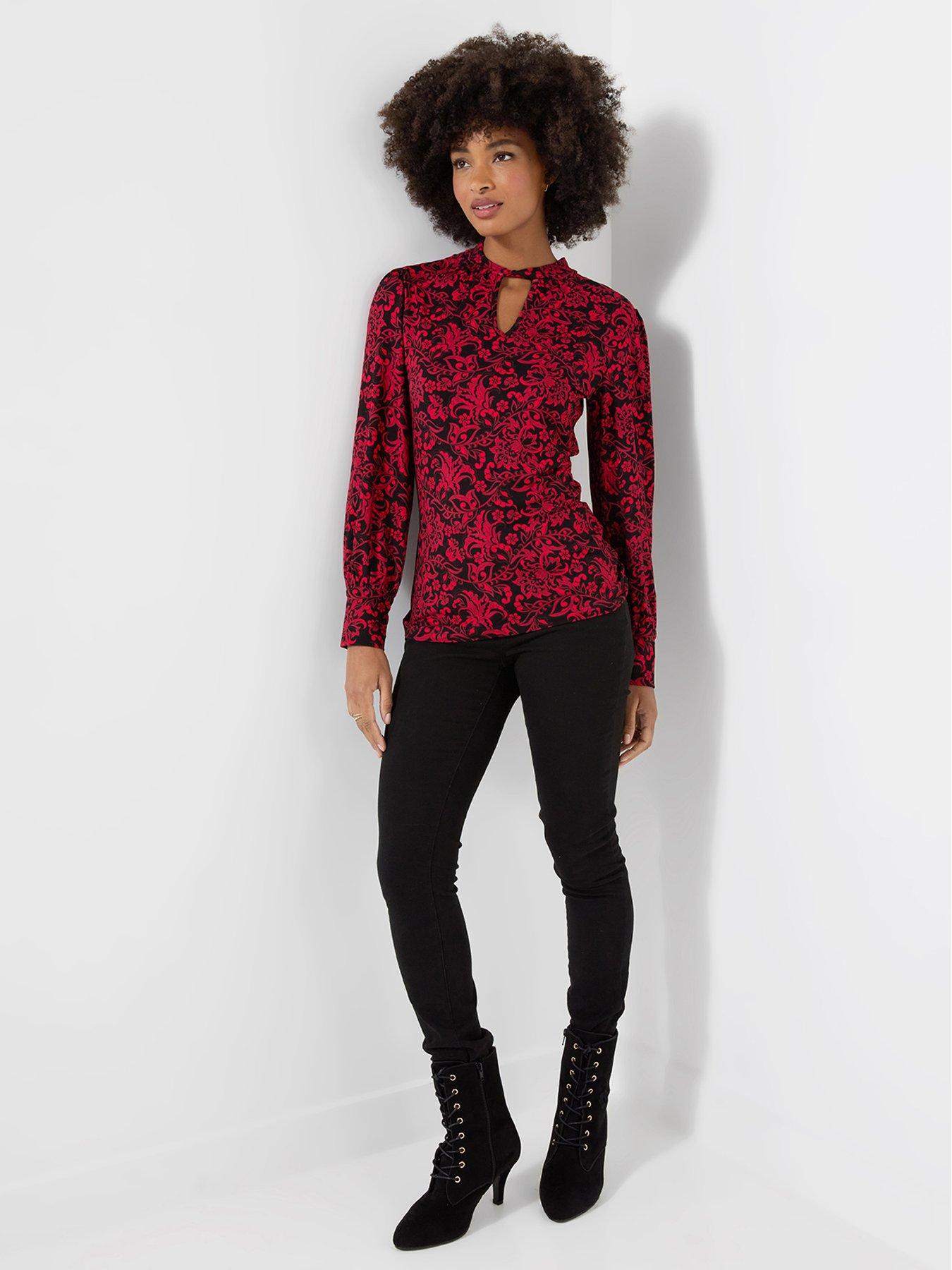 Image 4 of 5 of Joe Browns Violet High Neck Jersey Printed Top With Cut Out Detail
