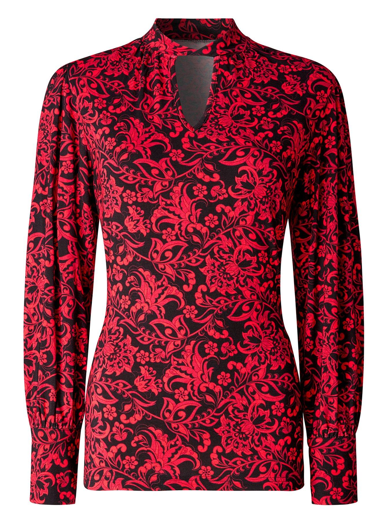 Image 5 of 5 of Joe Browns Violet High Neck Jersey Printed Top With Cut Out Detail