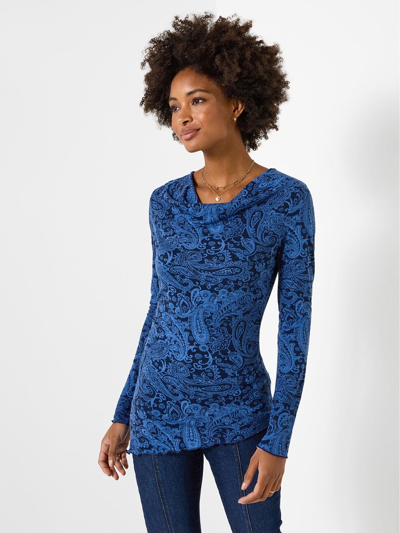Joe Browns Paisley Print Jersey Top With Cowl Neck Detail