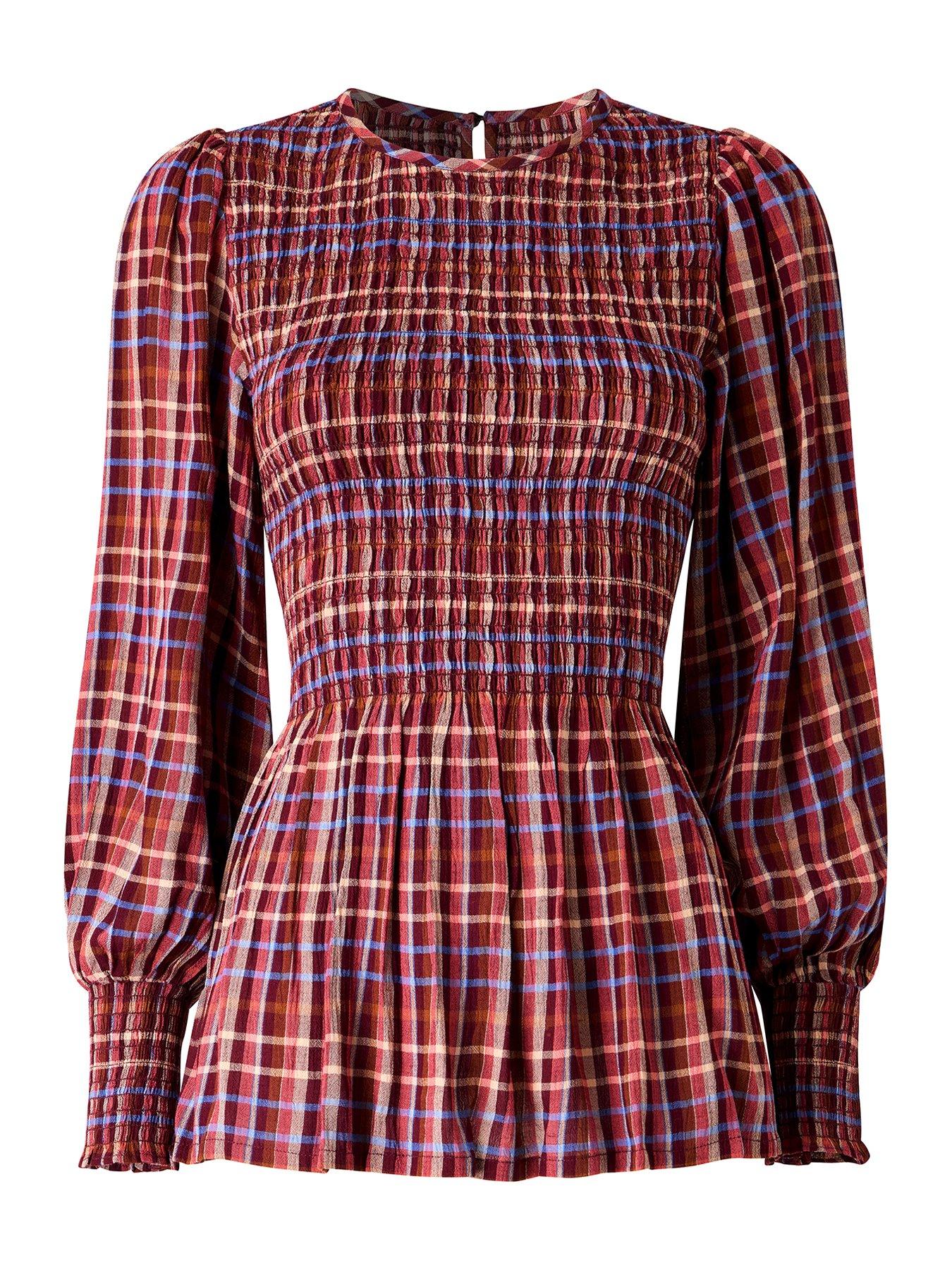 Image 7 of 7 of Joe Browns Matilda Checked Blouse With Sheered Body And Balloon Sleeve