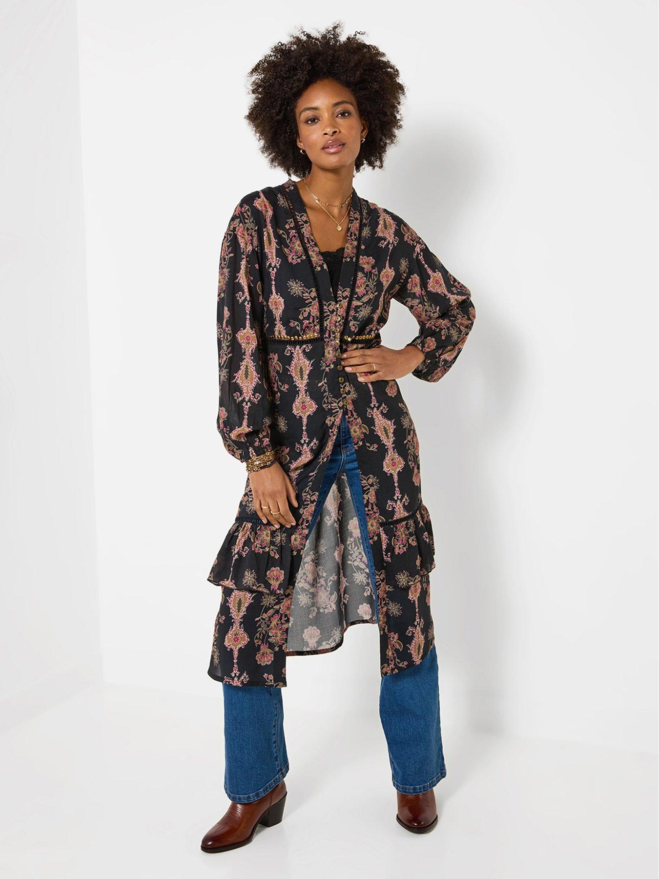 Image 4 of 7 of Joe Browns Henrietta Printed Longline Kimono With Embellishment Detail