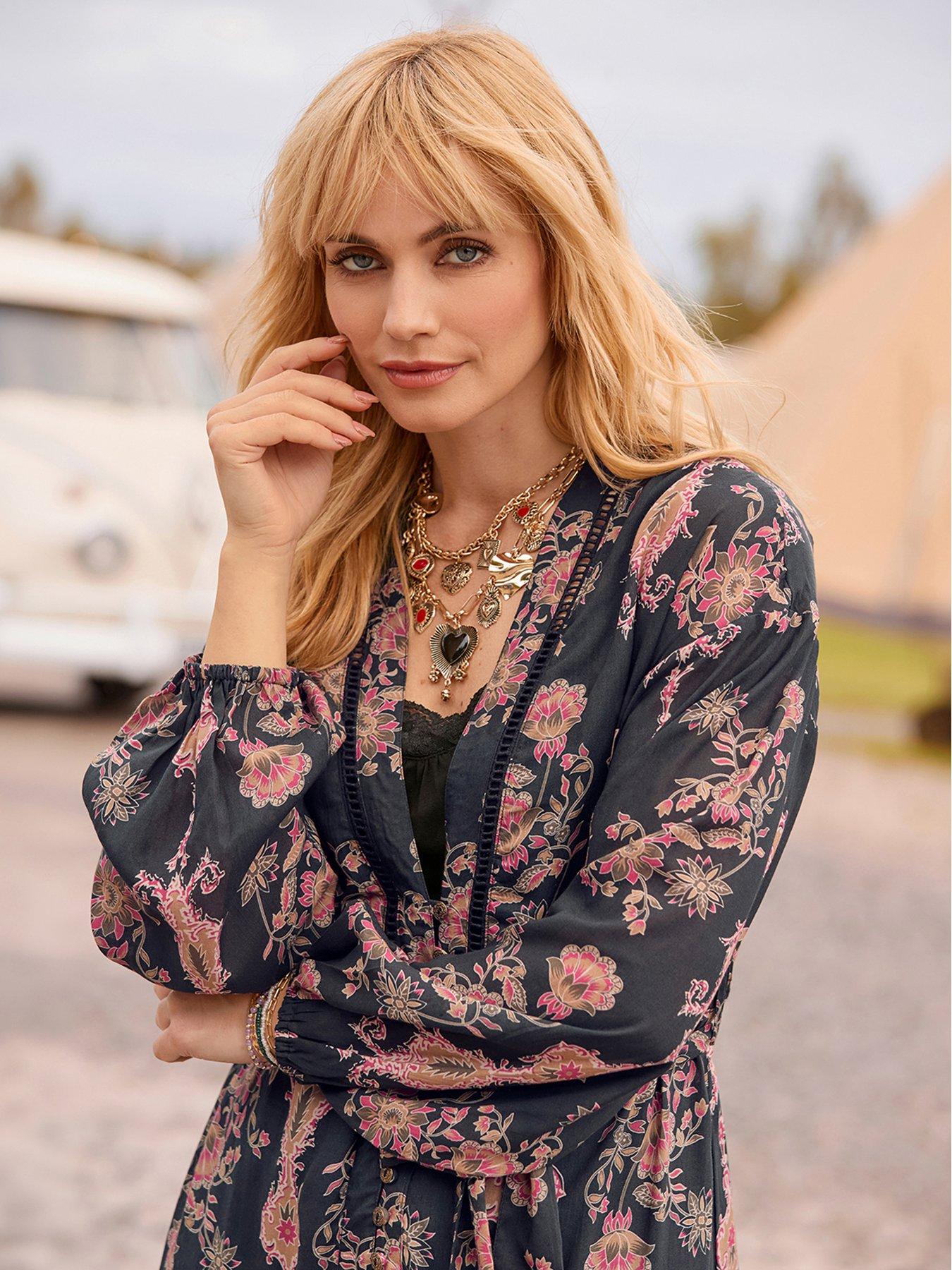Image 6 of 7 of Joe Browns Henrietta Printed Longline Kimono With Embellishment Detail