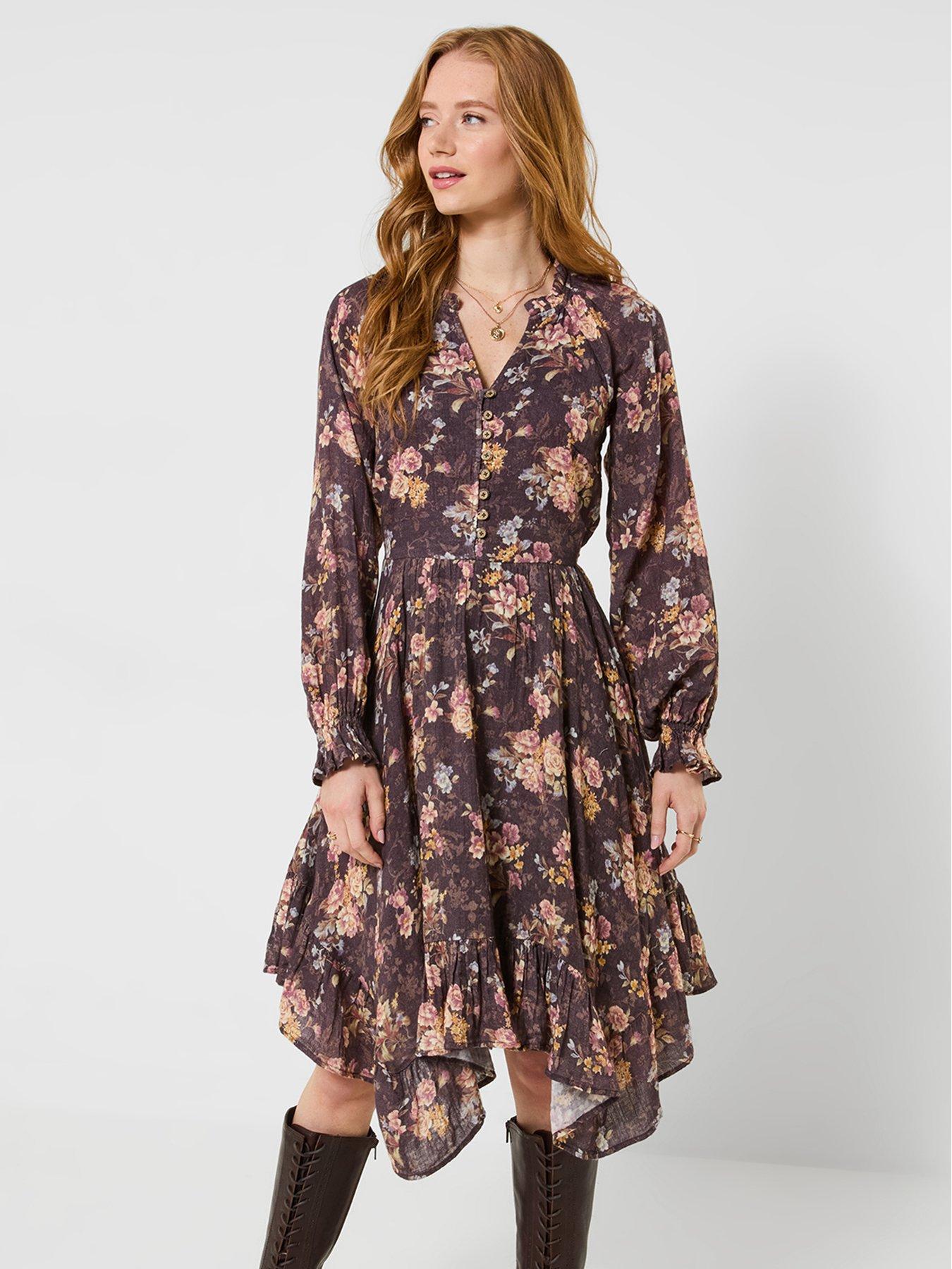 Image 1 of 5 of Joe Browns Antique Florals Dippy Hem Midi Dress