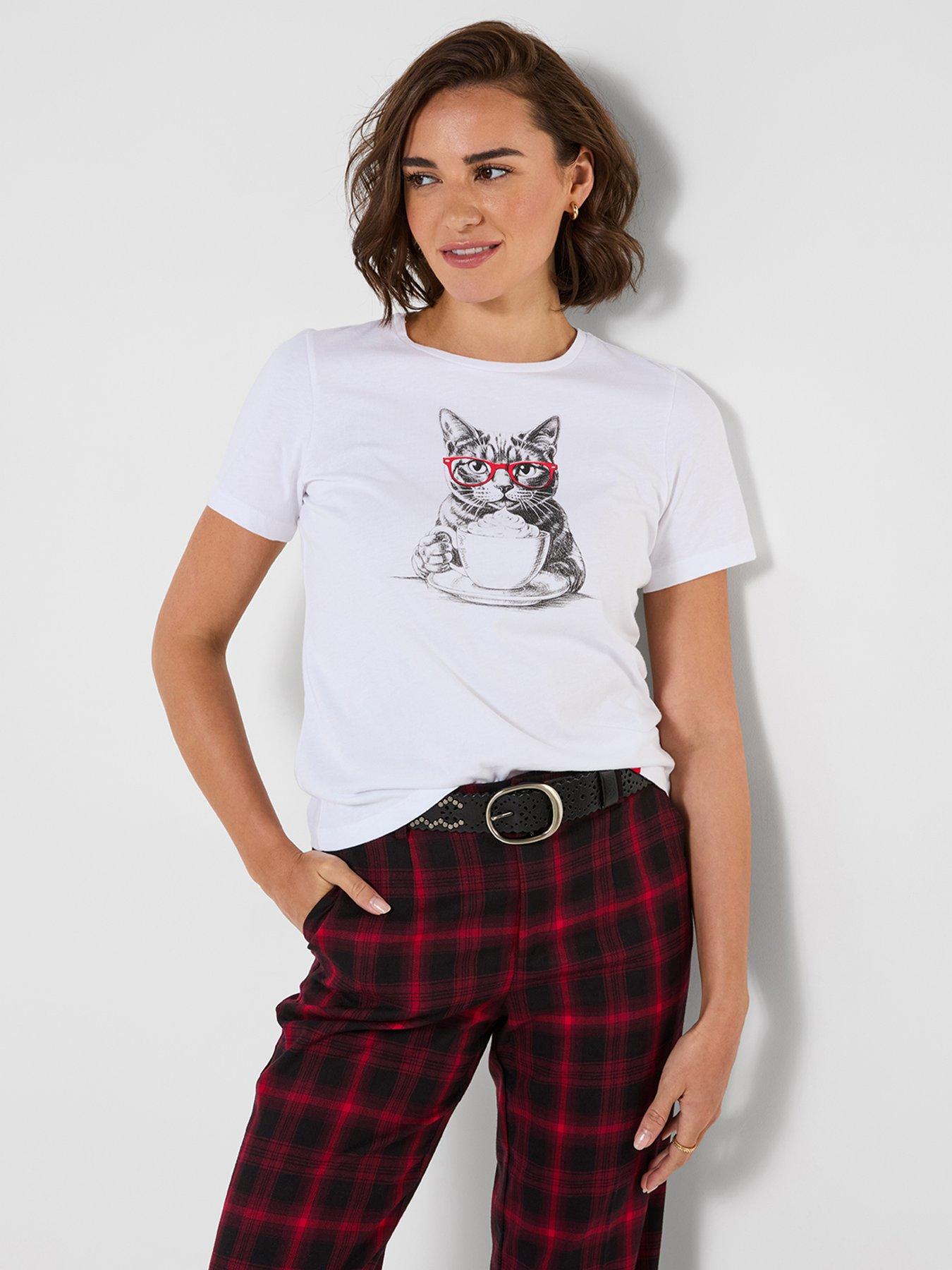 Joe Browns Short Sleeve Cat With Glasses Graphic T-shirt