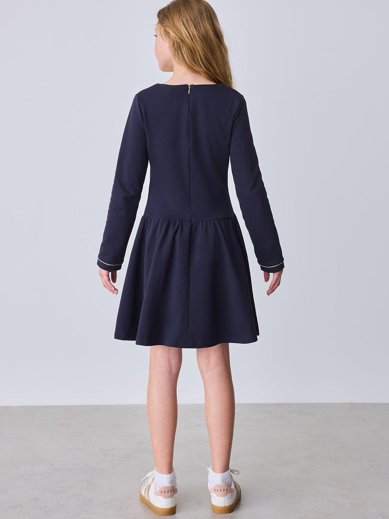 Image 2 of 7 of Ted Baker Older Girls Ponte Drop Waist Dress - Navy
