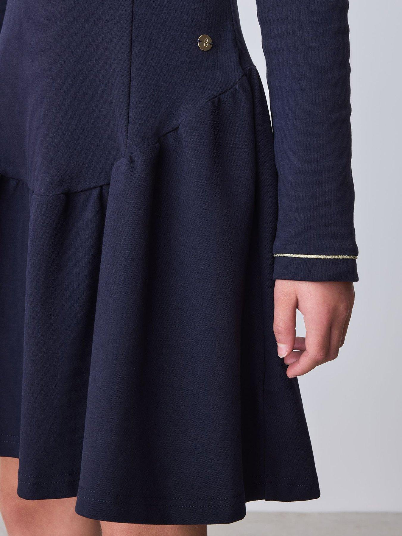 Image 3 of 7 of Ted Baker Older Girls Ponte Drop Waist Dress - Navy