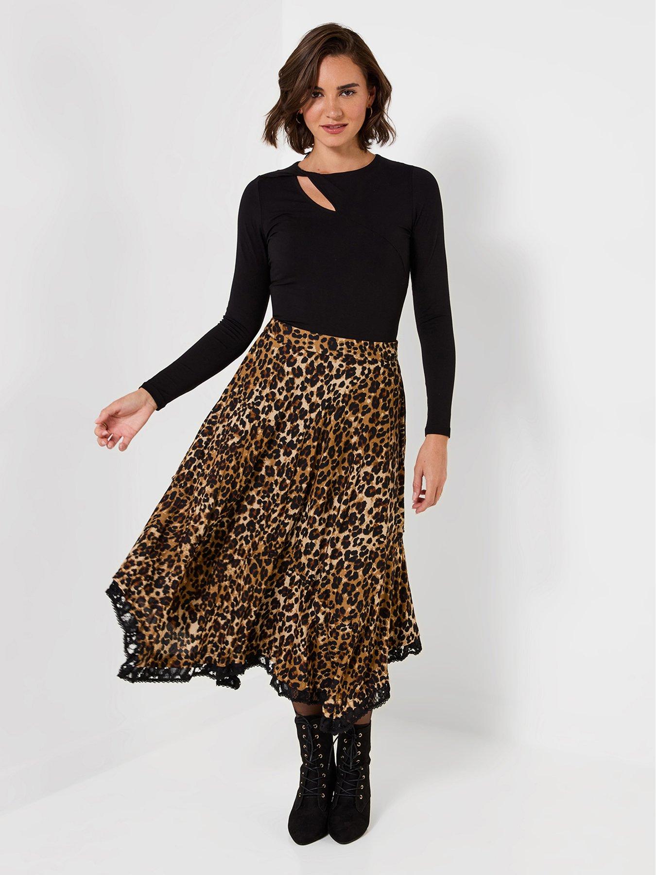 Image 3 of 7 of Joe Browns Leopard Print Maxi Skirt With Lace Hem Detail