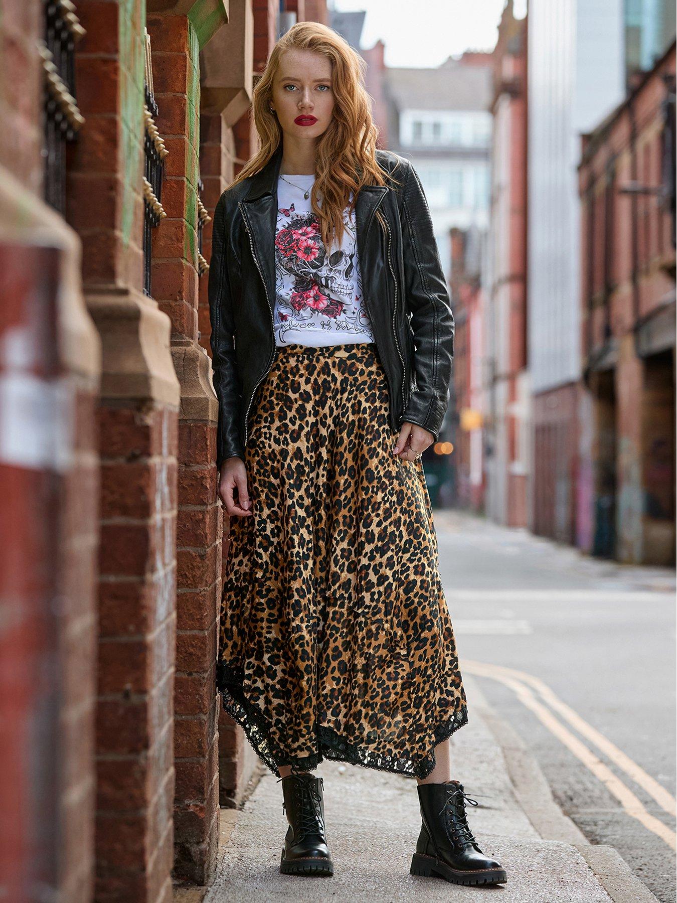 Image 6 of 7 of Joe Browns Leopard Print Maxi Skirt With Lace Hem Detail