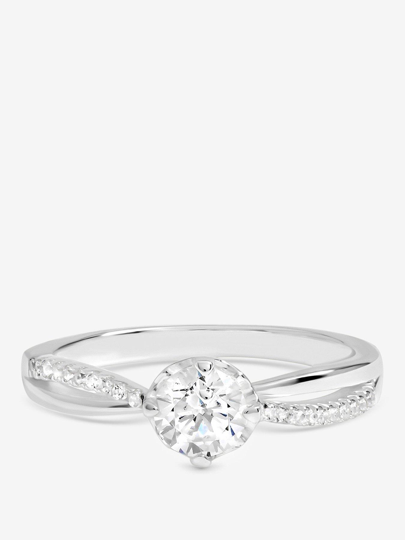 Image 1 of 1 of Jon Richard Simply Silver 925 Sterling Silver Solitaire Engagement Ring - Gift Pouch