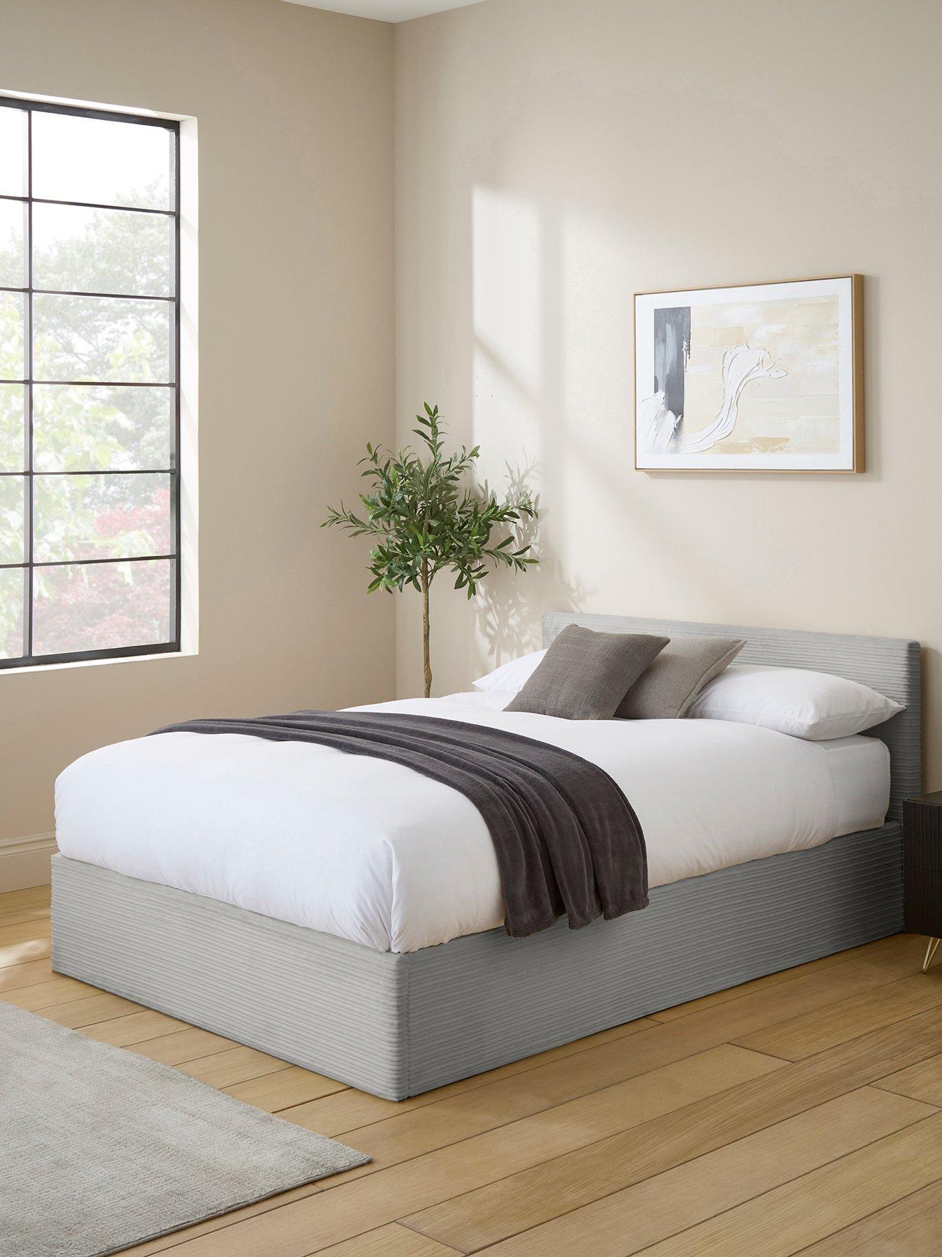 GFW Elo Corduroy Bed with Sleepycastle Mattress Options (Buy  &  SAVE!) - Grey