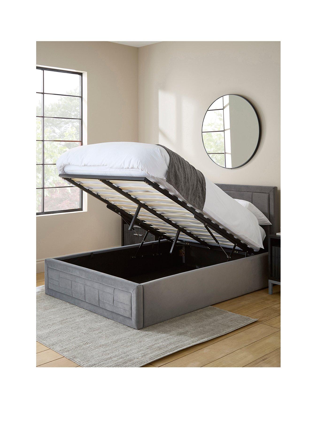 Image 2 of 7 of GFW Remy Velvet Ottoman Bed with Sleepycastle Mattress Options (Buy &amp; SAVE!) - Grey