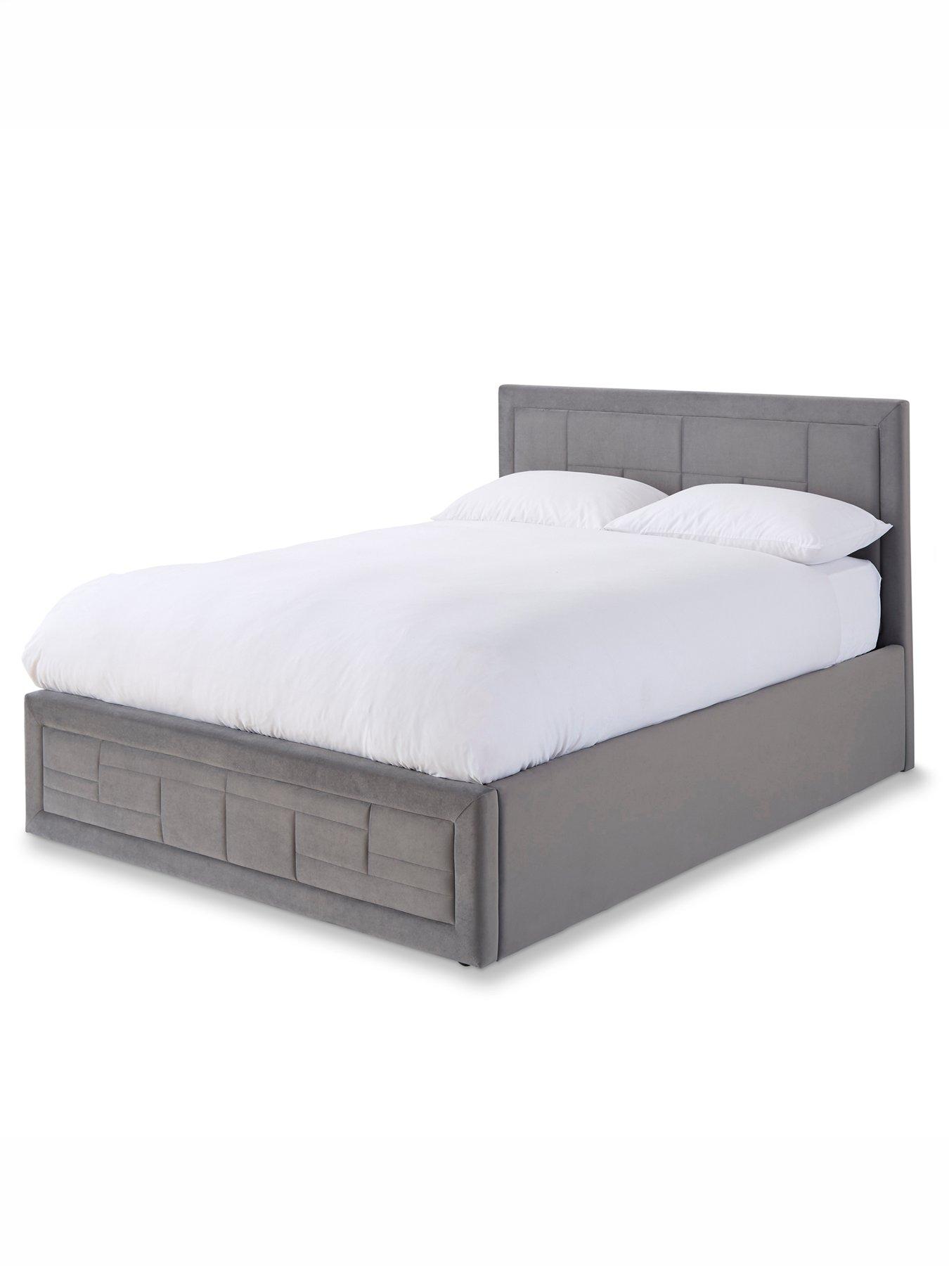 Image 3 of 7 of GFW Remy Velvet Ottoman Bed with Sleepycastle Mattress Options (Buy &amp; SAVE!) - Grey