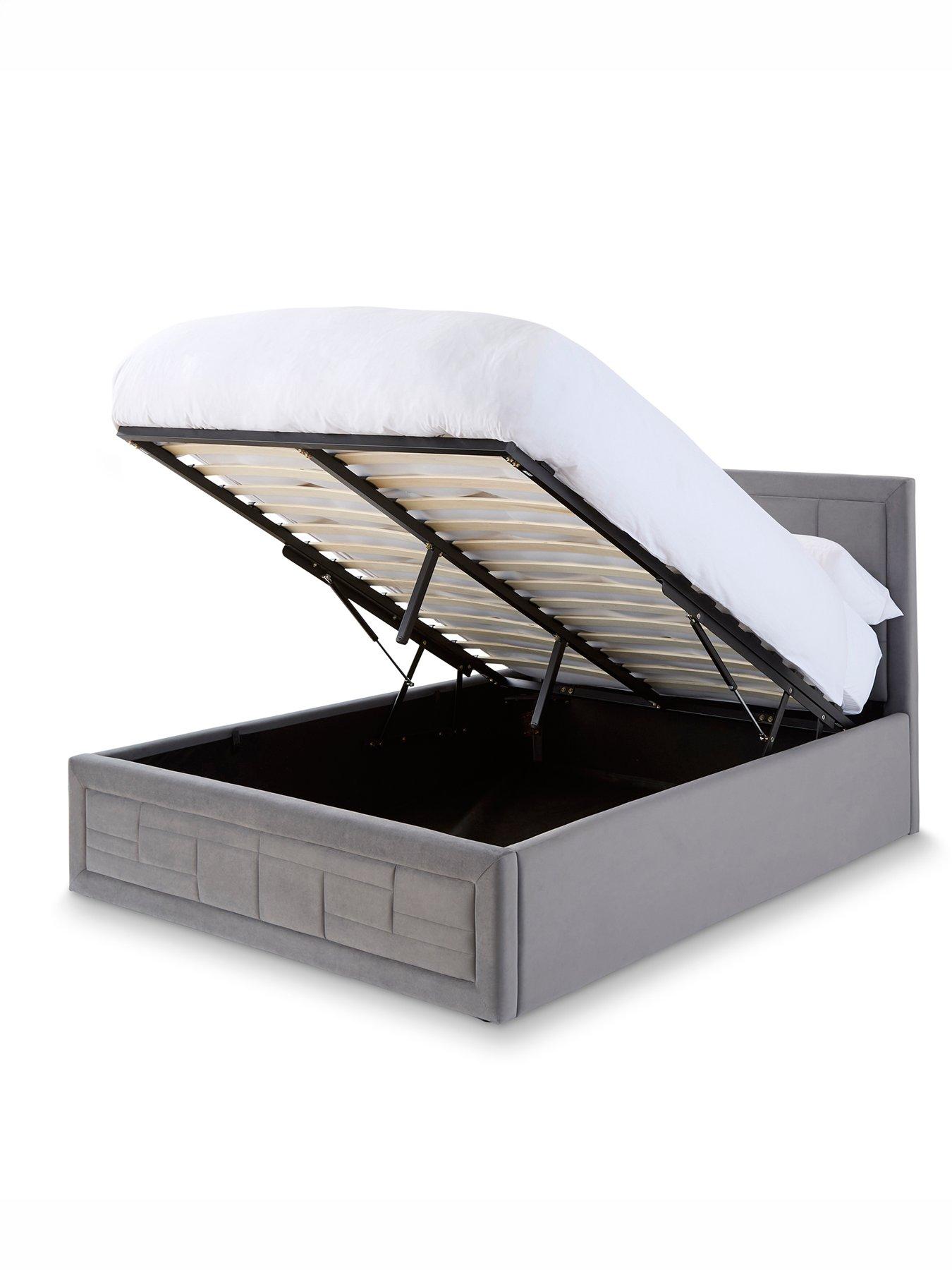 Image 4 of 7 of GFW Remy Velvet Ottoman Bed with Sleepycastle Mattress Options (Buy &amp; SAVE!) - Grey