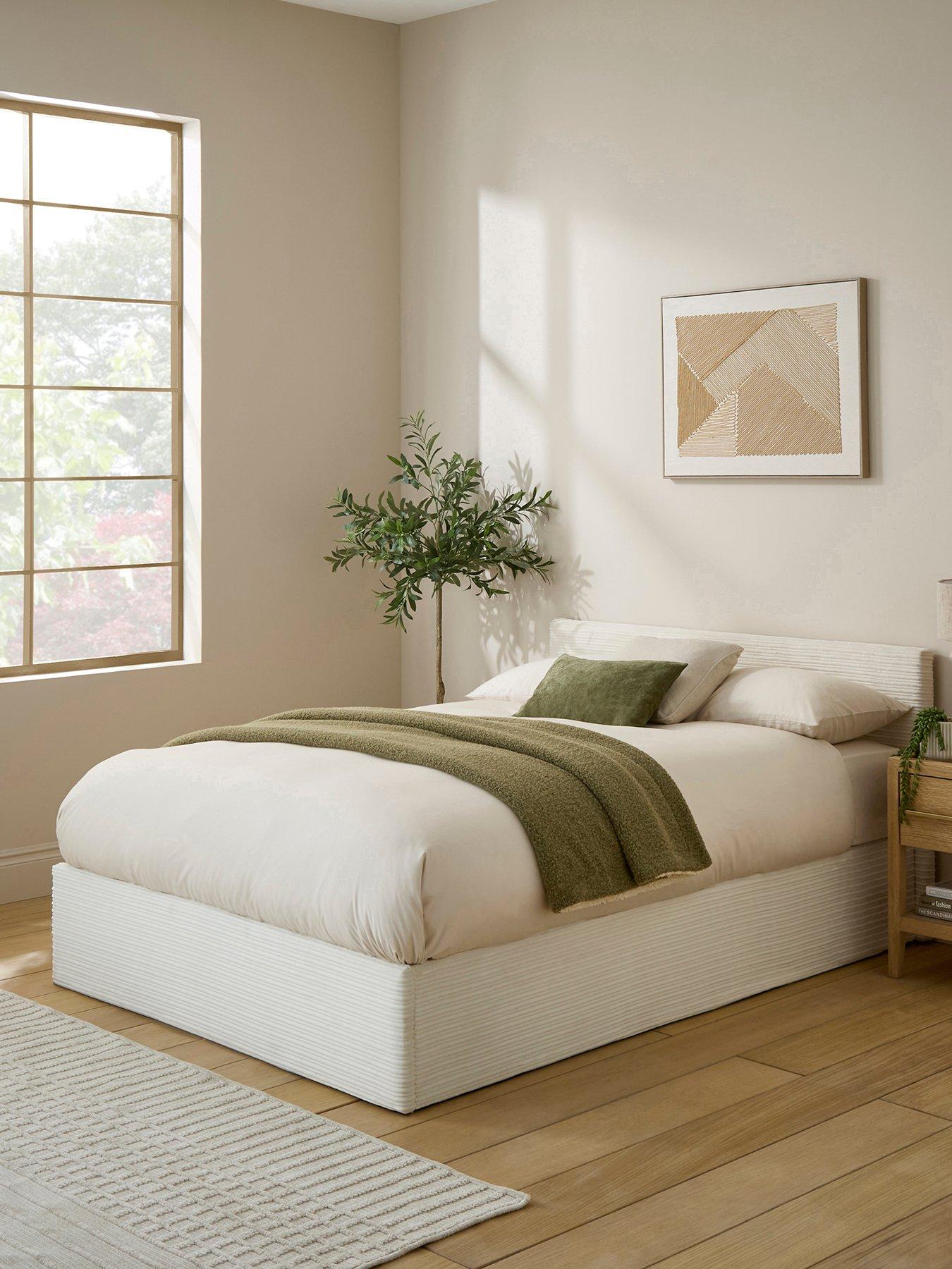 GFW Elo Corduroy Bed with Sleepycastle Mattress Options (Buy  &  SAVE!) - Grey