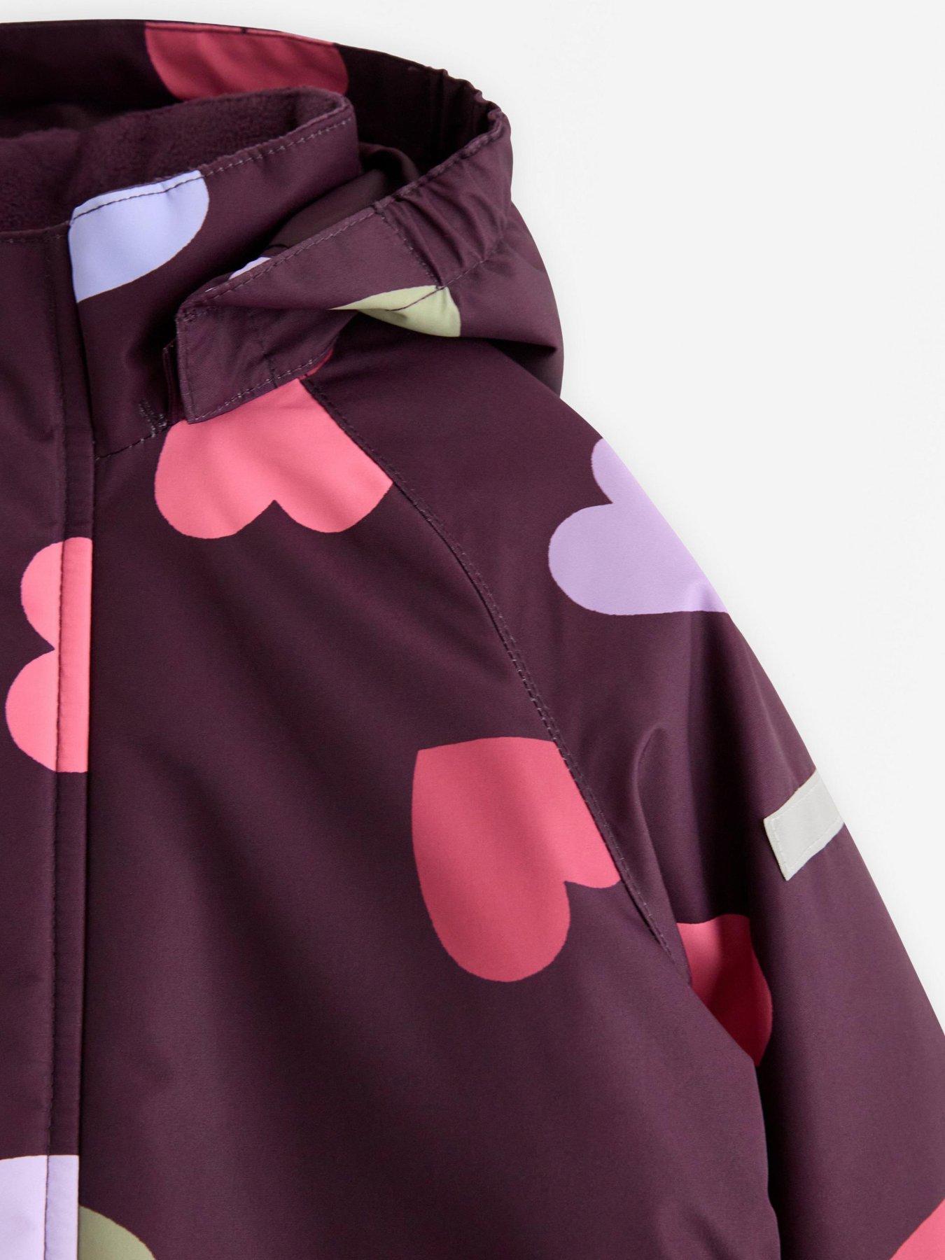Image 4 of 4 of Lindex Younger Girls Padded Hooded Heart Print Jacket - Light Purple