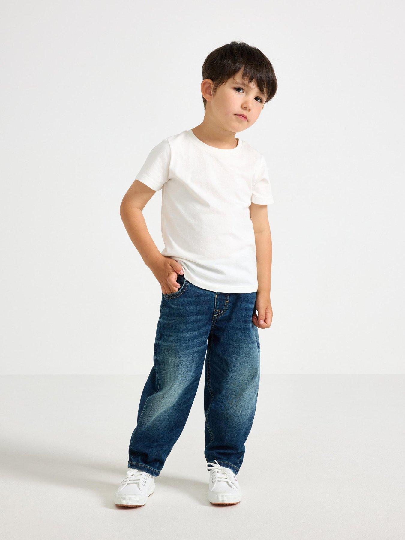 Image 1 of 4 of Lindex Younger Boys Baggy Fit Brushed Inside Jeans - Blue