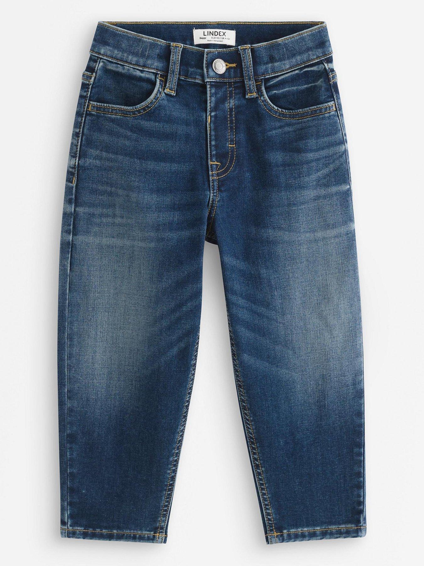 Image 2 of 4 of Lindex Younger Boys Baggy Fit Brushed Inside Jeans - Blue