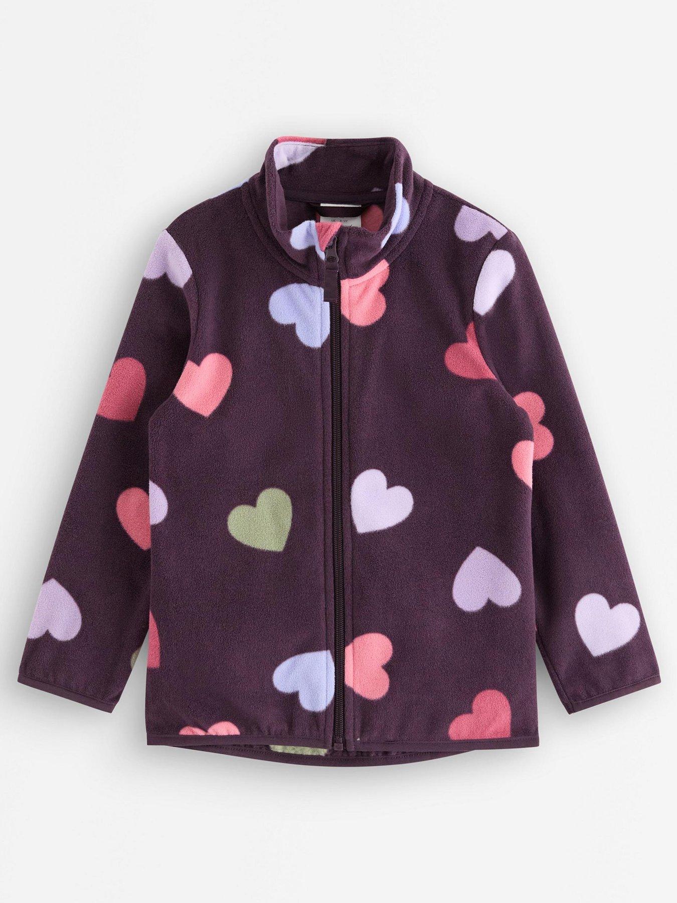 Image 2 of 4 of Lindex Girls Heart Print Zip Fleece Jacket - Light Purple