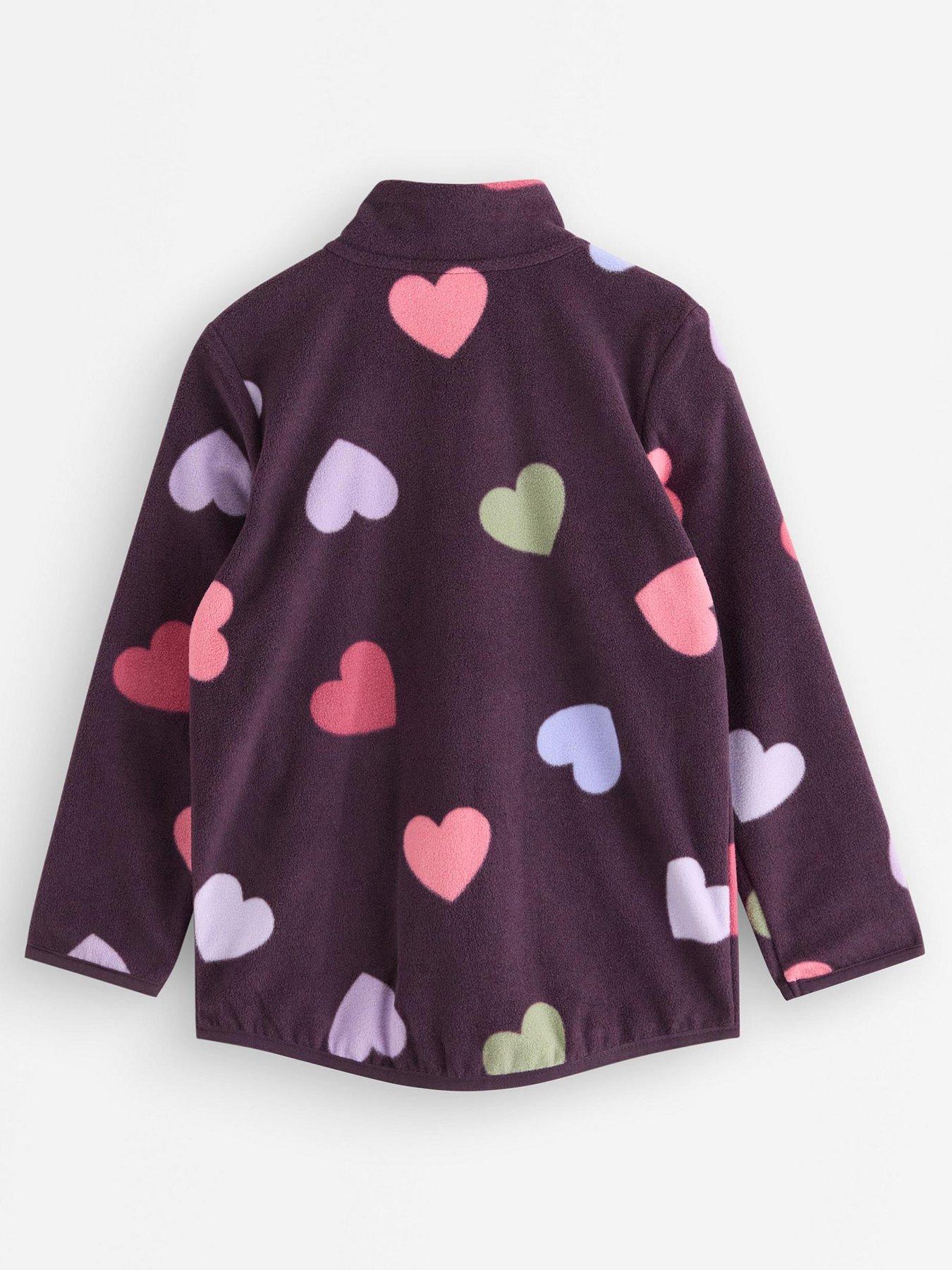 Image 3 of 4 of Lindex Girls Heart Print Zip Fleece Jacket - Light Purple