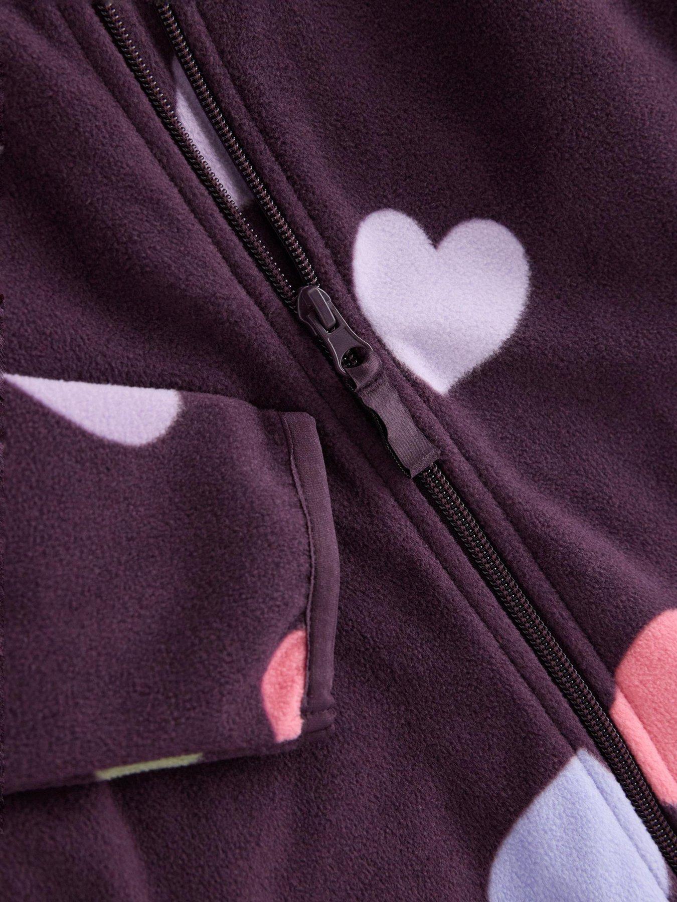 Image 4 of 4 of Lindex Girls Heart Print Zip Fleece Jacket - Light Purple