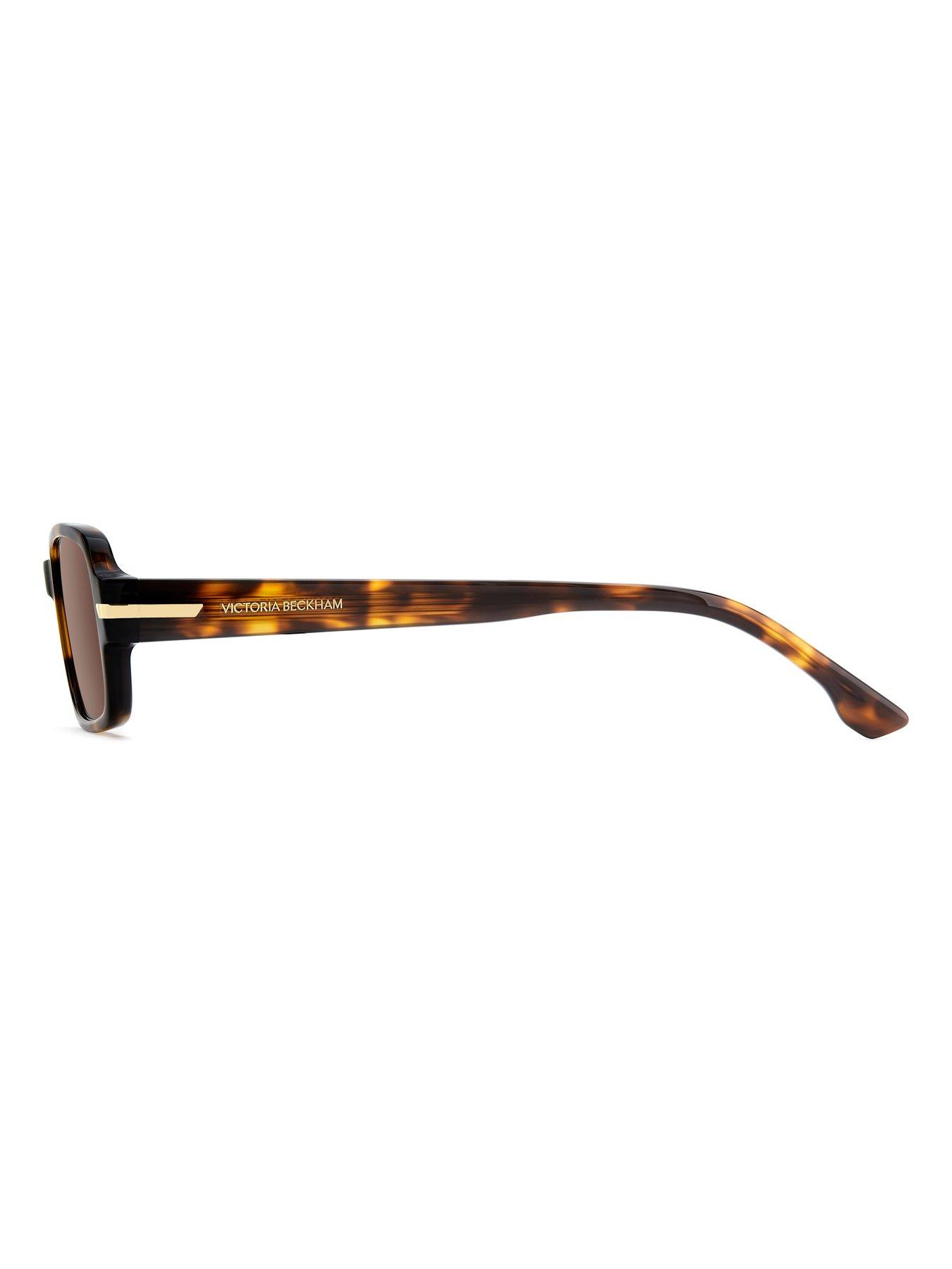 Image 4 of 5 of VICTORIA BECKHAM Womens Shallow Rectangular Sunglasses - Brown Havana