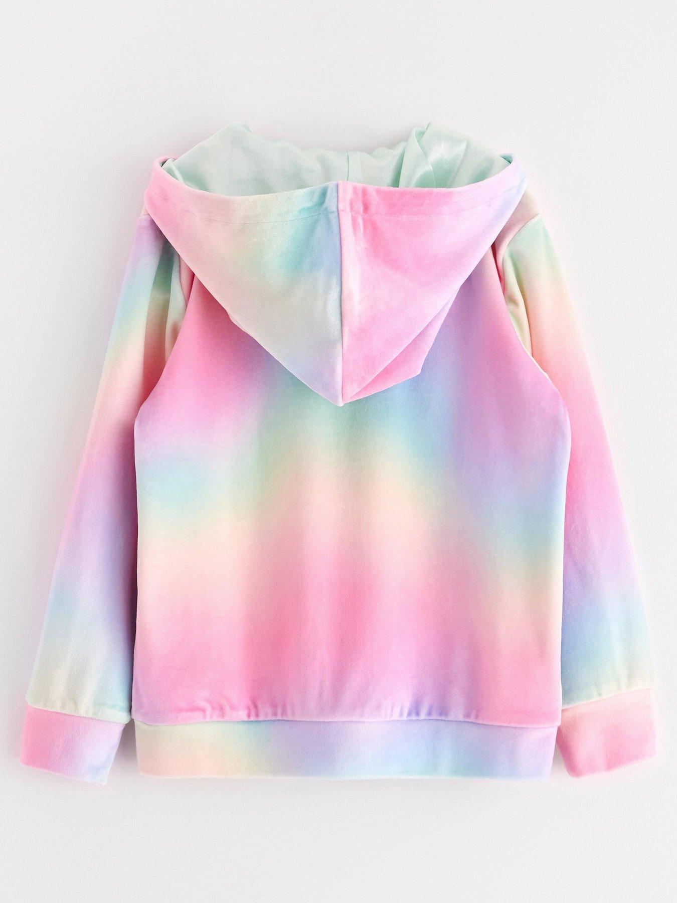 Image 3 of 4 of Lindex Girls Rainbow Velour Hoodie - Pink