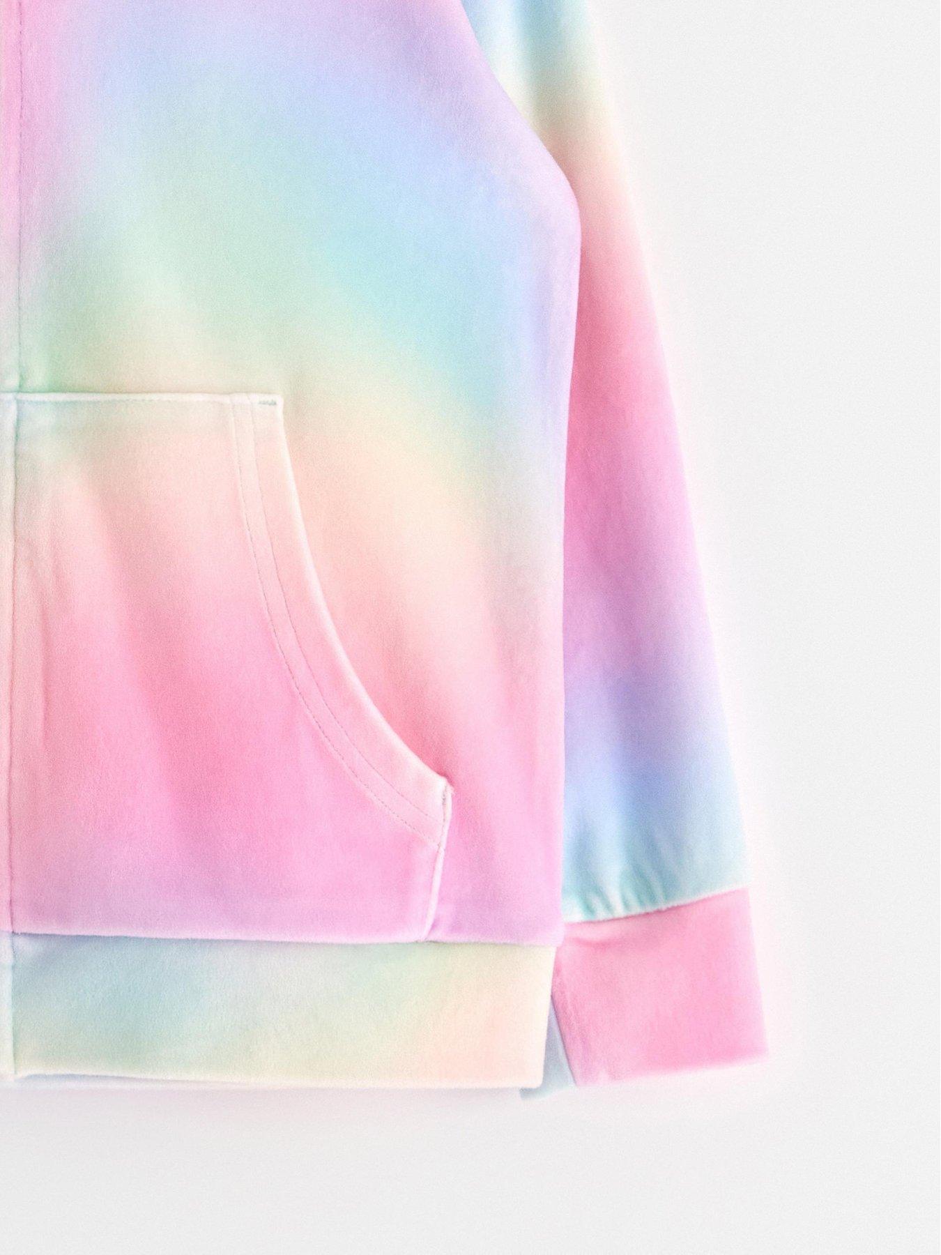 Image 4 of 4 of Lindex Girls Rainbow Velour Hoodie - Pink