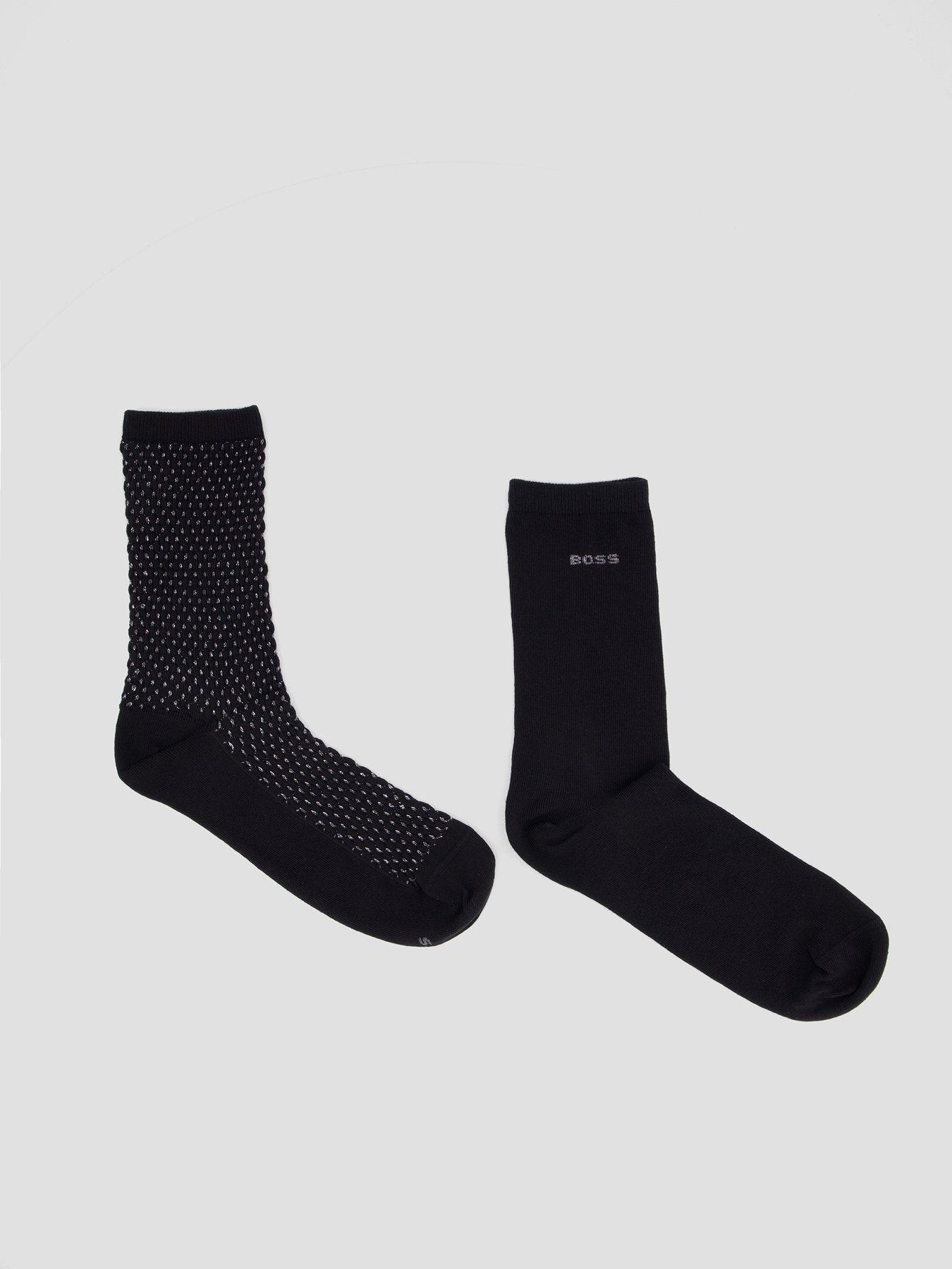Image 1 of 3 of BOSS Womens 2 Pack Sparkle Diamond Knit Ribbed Socks - Black