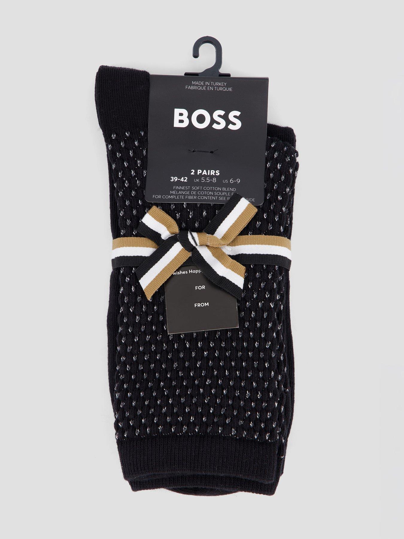 Image 2 of 3 of BOSS Womens 2 Pack Sparkle Diamond Knit Ribbed Socks - Black