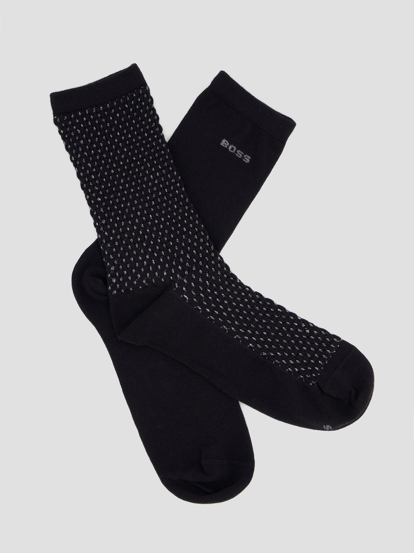 Image 3 of 3 of BOSS Womens 2 Pack Sparkle Diamond Knit Ribbed Socks - Black